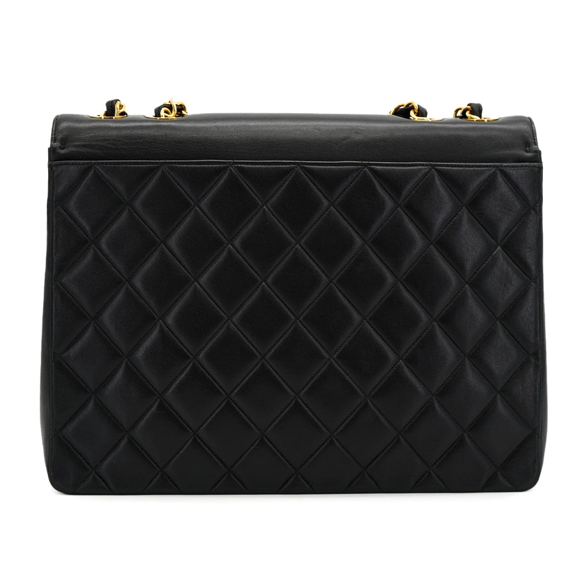 CHANEL VINTAGE CHANEL BIG COCO CHAIN SHOULDER BAG BLACK LEATHER GOLD HARDWARE 90325334