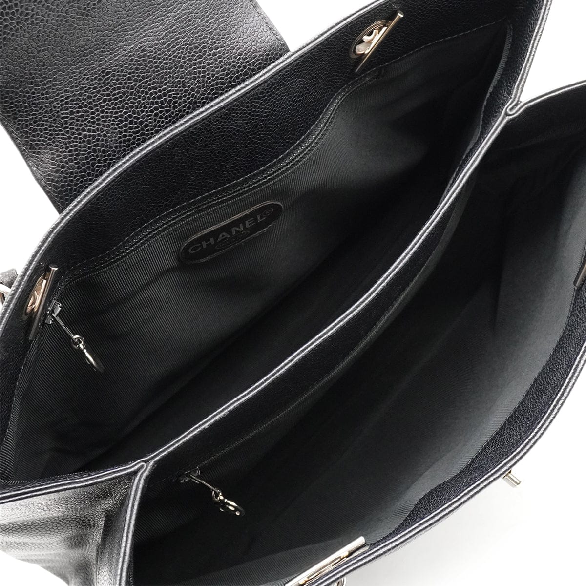 Chanel VINTAGE CHANEL CHAIN SHOULDER BAG BLACK CAVIAR SKIN SILVER HARDWARE 90344463
