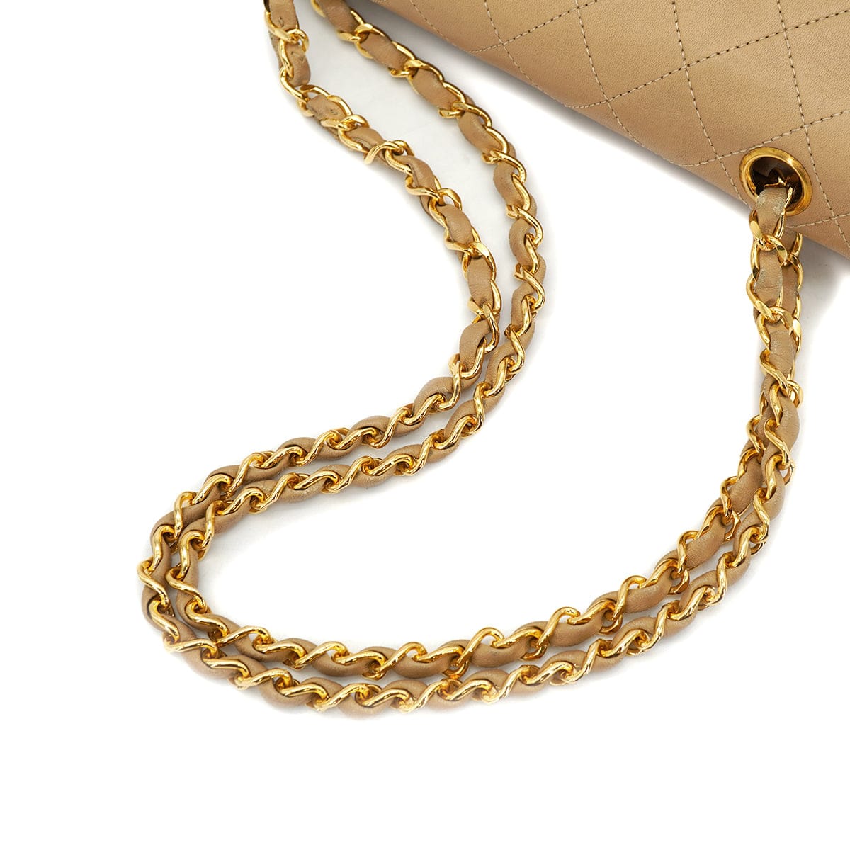 CHANEL VINTAGE CHANEL CLASSIC FLAP SMALL CHAIN SHOULDER BAG BEIGE LAMB SKIN GOLD HARDWARE 90315882