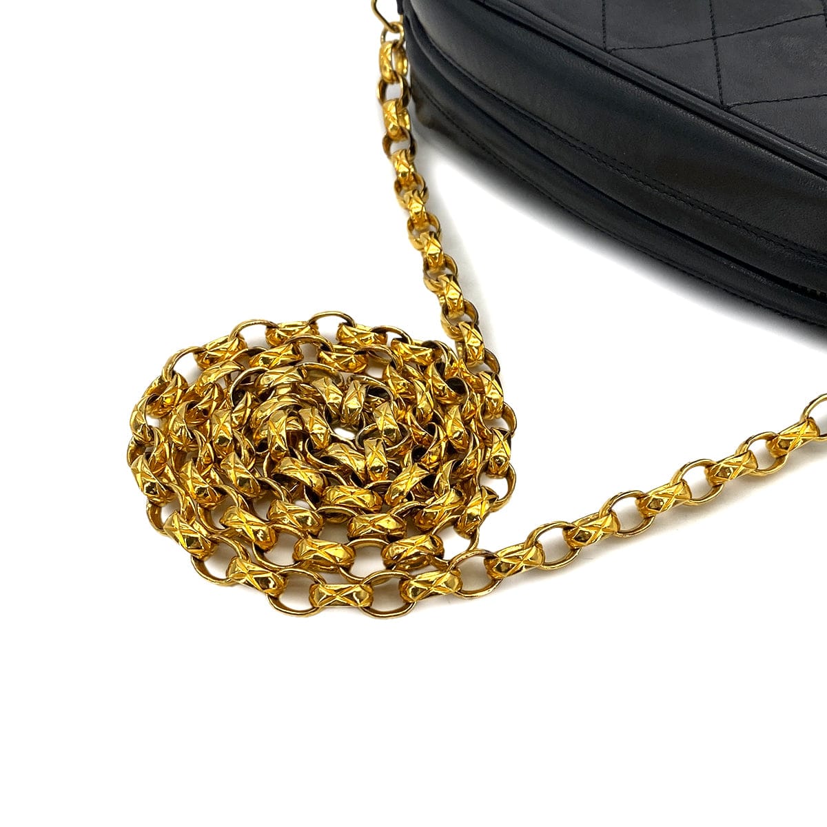 CHANEL VINTAGE CHANEL COCO BALL MATELASSE BIJOU CHAIN SHOULDER BAG FRINGE BLACK LAMB SKIN GOLD HARDWARE 90310300