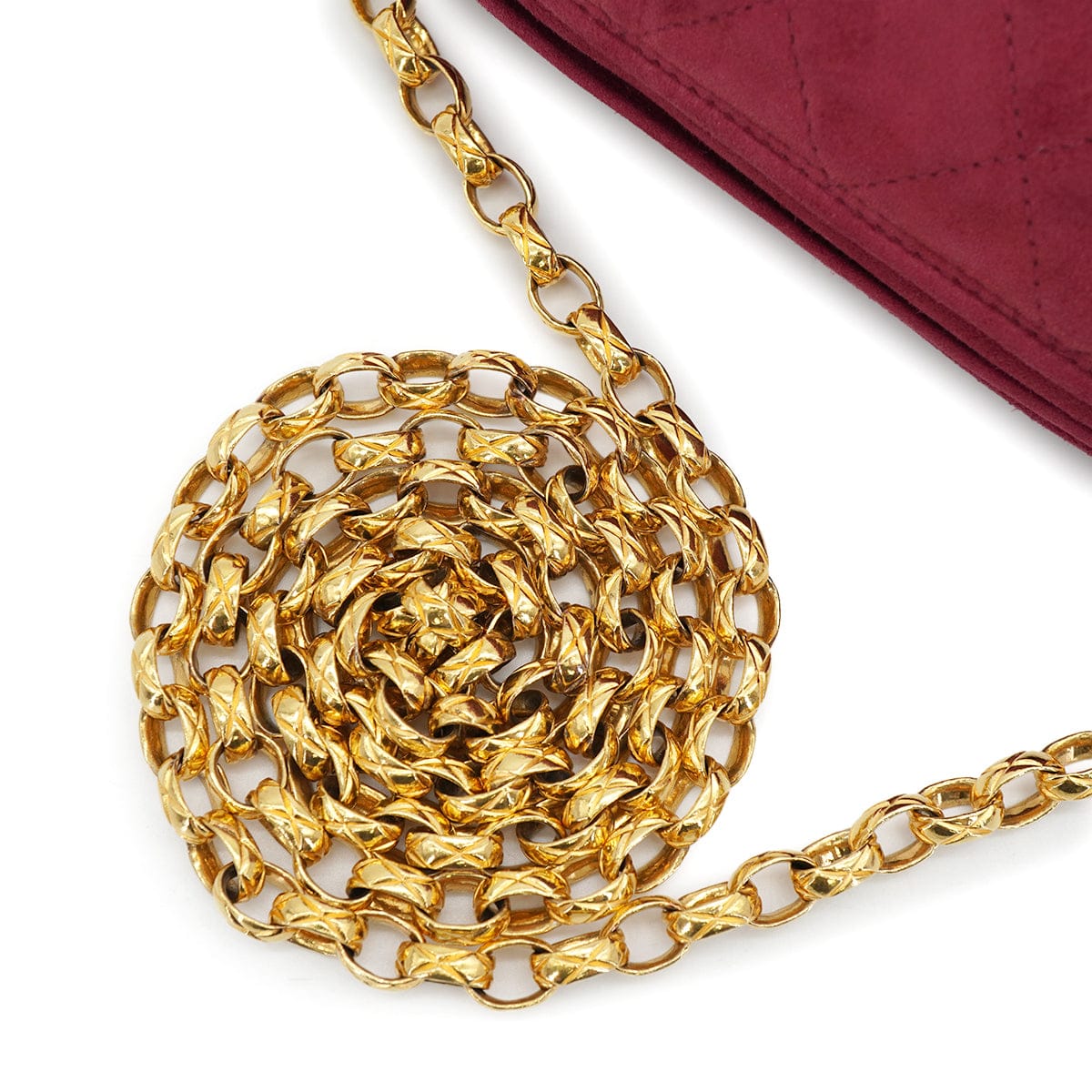CHANEL VINTAGE CHANEL COCOMARK FRINGE BIJOU CHAIN SHUOLDER BAG RED SUEDE GOLD HARDWARE 90327118