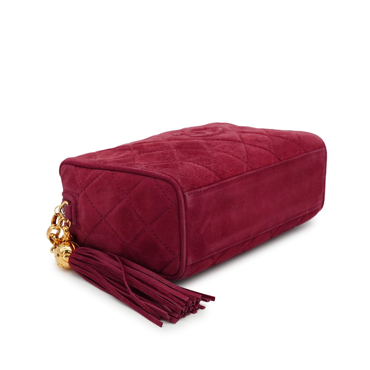 CHANEL VINTAGE CHANEL COCOMARK FRINGE BIJOU CHAIN SHUOLDER BAG RED SUEDE GOLD HARDWARE 90327118