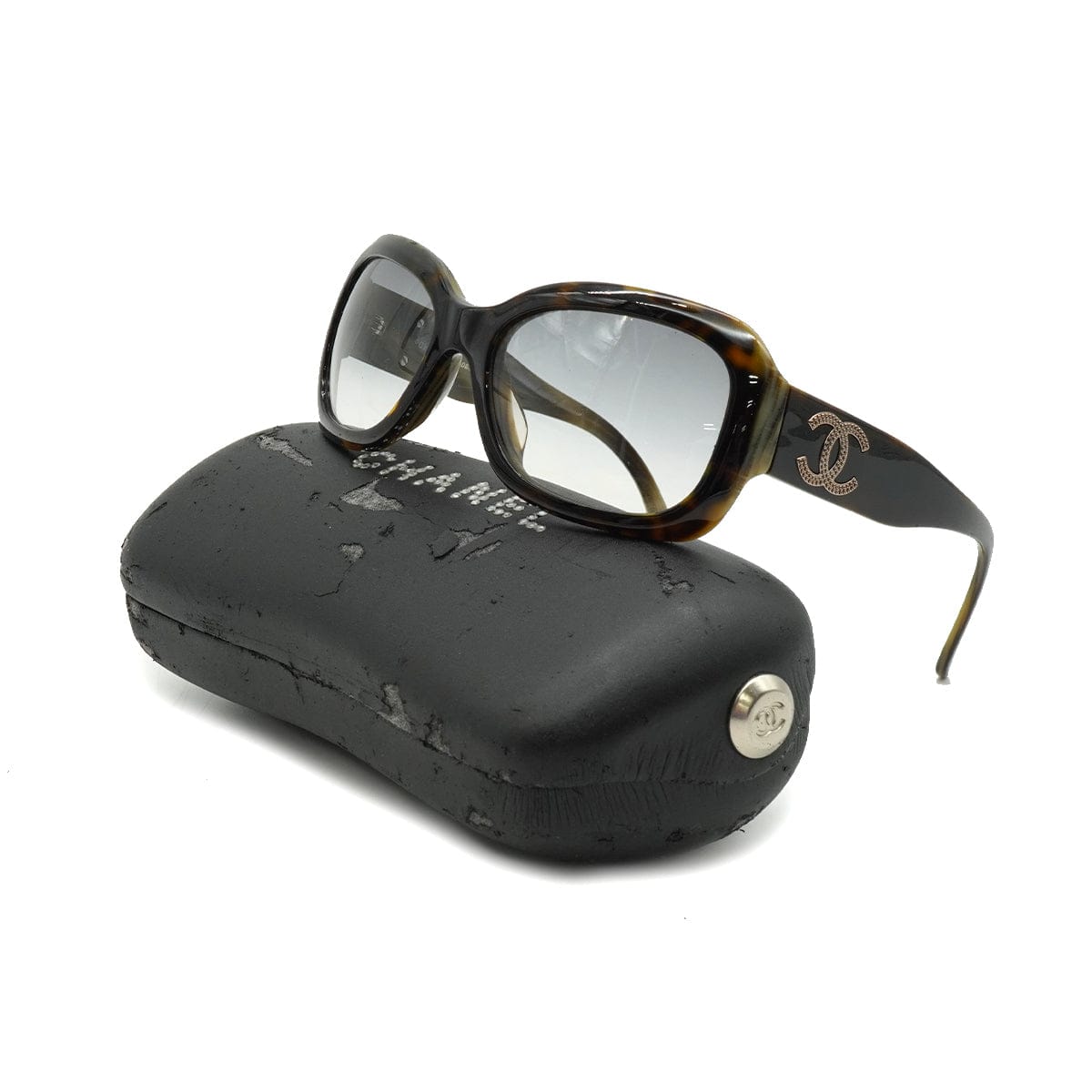 CHANEL VINTAGE CHANEL COCOMARK SUNGLASSES MATELASSE TORTOISESHELL BROWN EYEWEAR 90340162