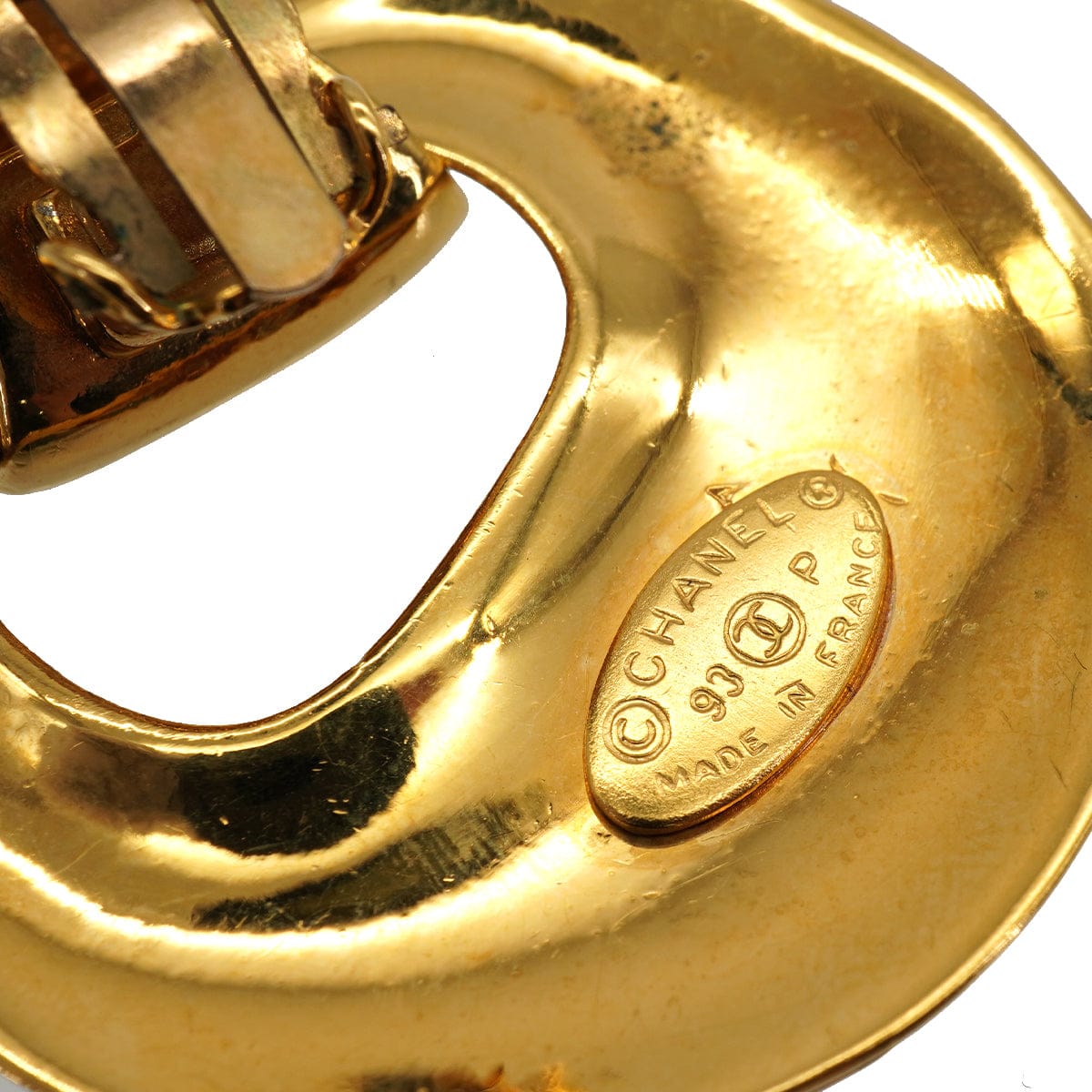 CHANEL VINTAGE CHANEL EARRINGS TURN LOCK COCOMARK ROUND SWING GOLD ACCESSORY 93P 90337717