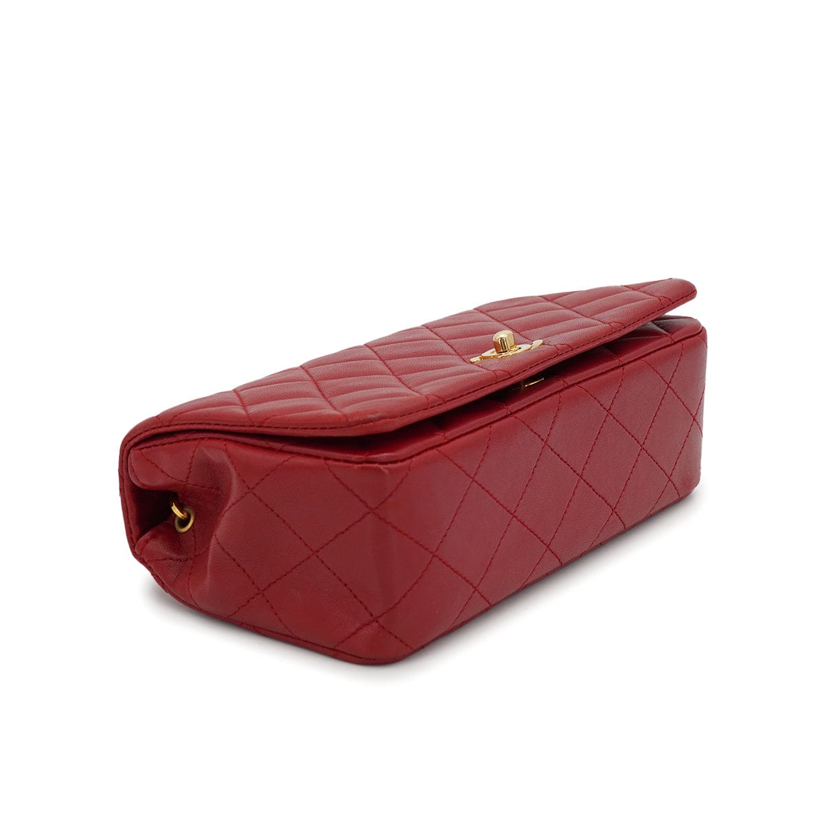 CHANEL VINTAGE CHANEL FULL FLAP CHAIN SHUOLDER BAG RED LAMB SKIN GOLD HARDWARE 90327050