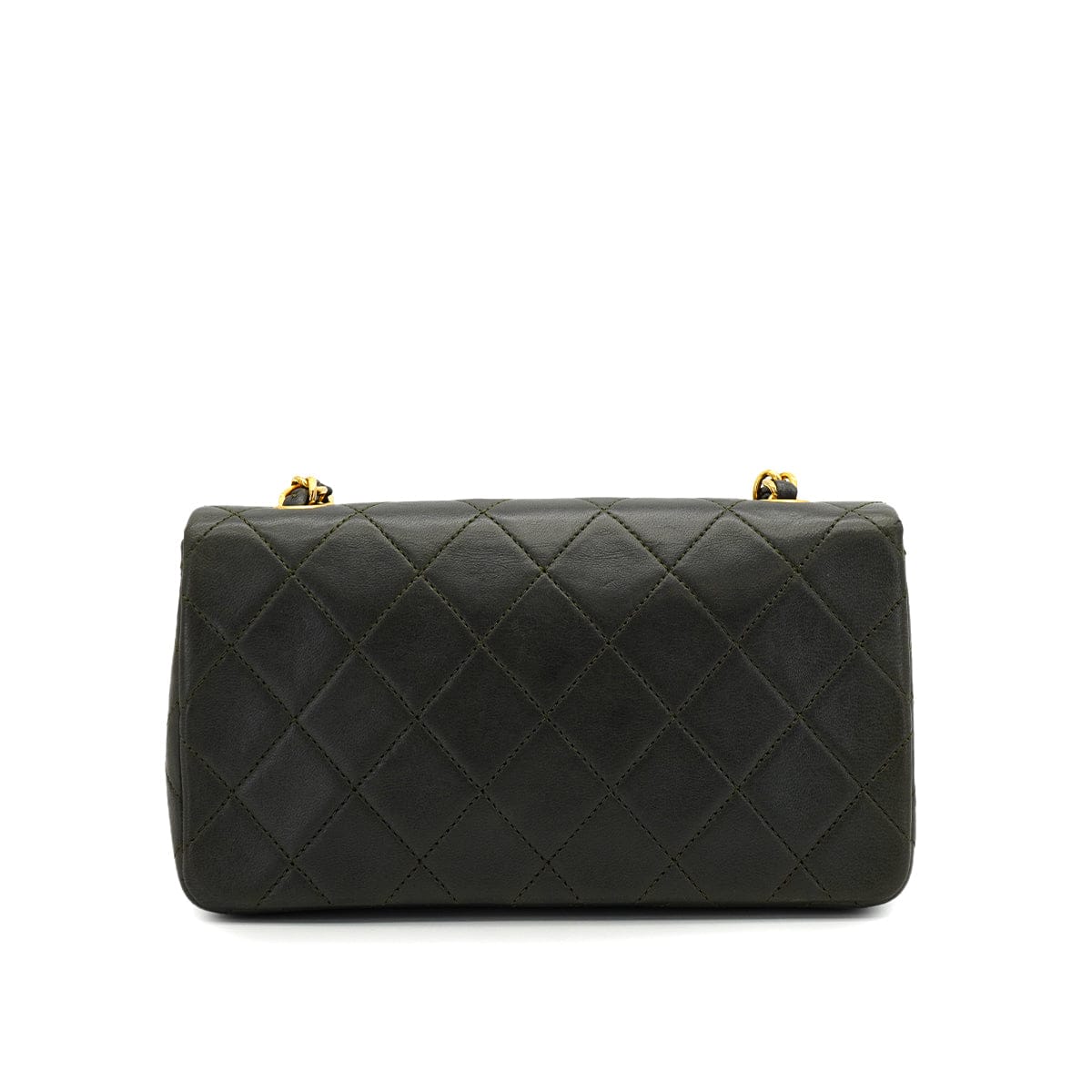 CHANEL VINTAGE CHANEL MATELASSE FULL FLAP CHAIN SHOULDER BAG KAHKI LAMB SKIN GOLD HARDWARE 90326673