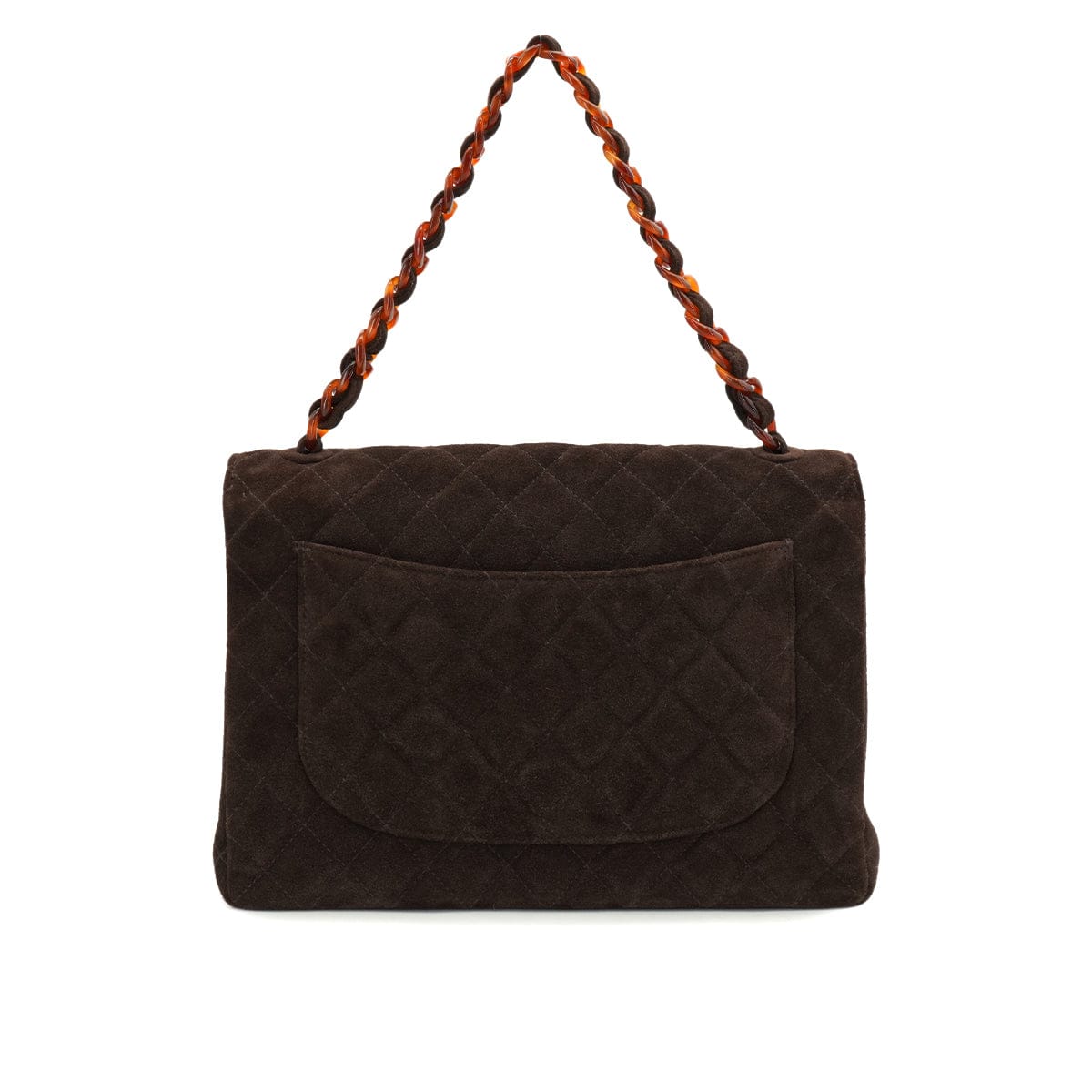 CHANEL VINTAGE CHANEL MATELASSE PLASTIC CHAIN HAND BAG BROWN SUEDE GOLD HARDWARE 90326855