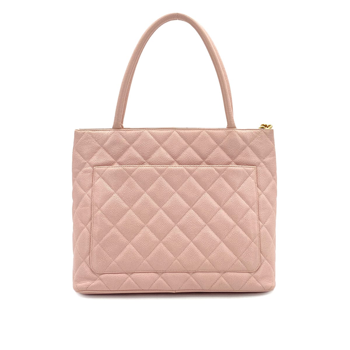 CHANEL VINTAGE CHANEL MEDALLION MATELLASSE TOTE BAG PINK CAVIAR SKIN GOLD HARDWARE 90327074