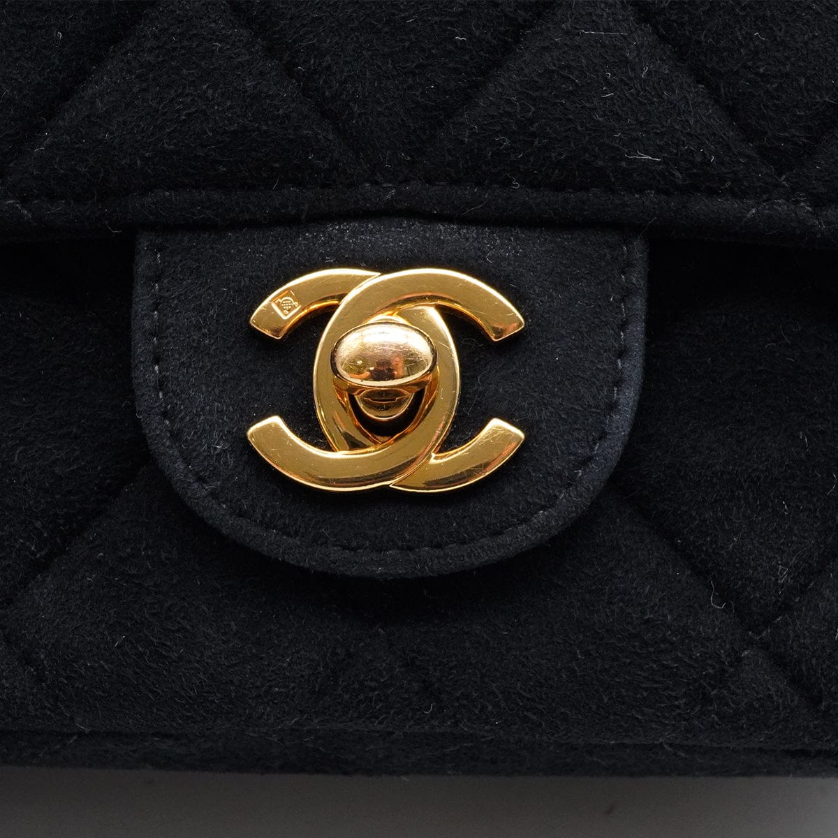 CHANEL VINTAGE CHANEL MINI MATELASSE CHAIN SHOULDER BAG BLACK SUEDE GOLD HARDWARE 90340486