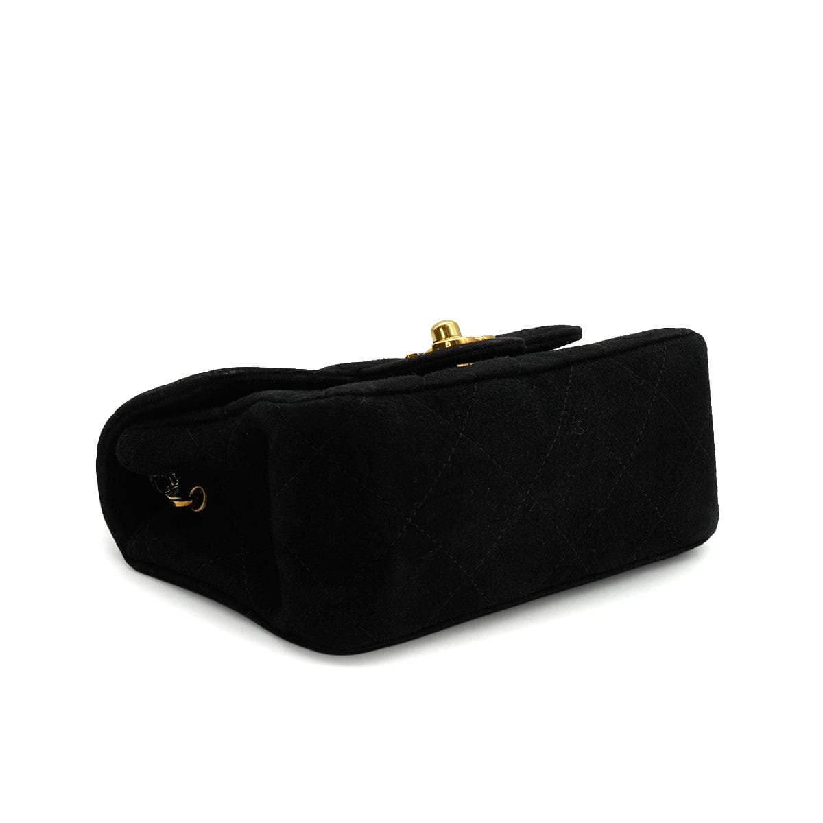 CHANEL VINTAGE CHANEL MINI MATELASSE CHAIN SHOULDER BAG BLACK SUEDE GOLD HARDWARE 90340486
