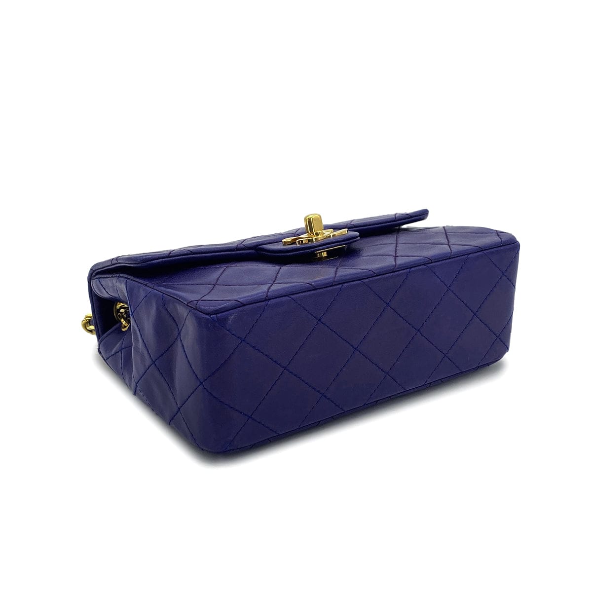CHANEL VINTAGE CHANEL MINI SQUARE 17 CHAIN SHOULDER BAG PURPLE LAMB SKIN GOLD HARDWARE 90327086