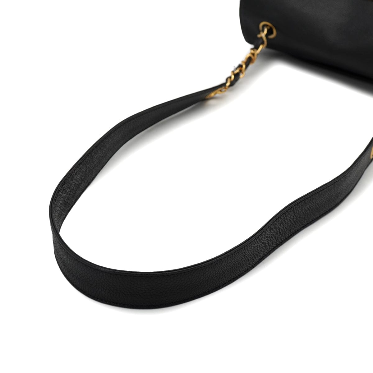 CHANEL VINTAGE CHANEL TRIPLE COCO CHAIN SHOULDER BAG BLACK CAVIAR SKIN GOLD HARDWARE 90327070