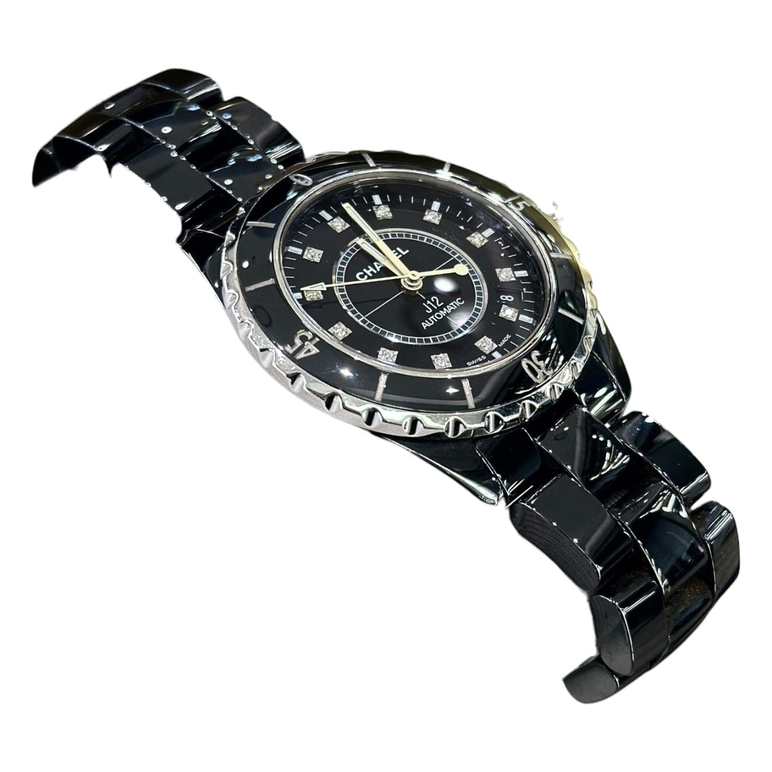 Chanel Chanel J12 Diamonds Black Ceramic 38mm Auto Watch