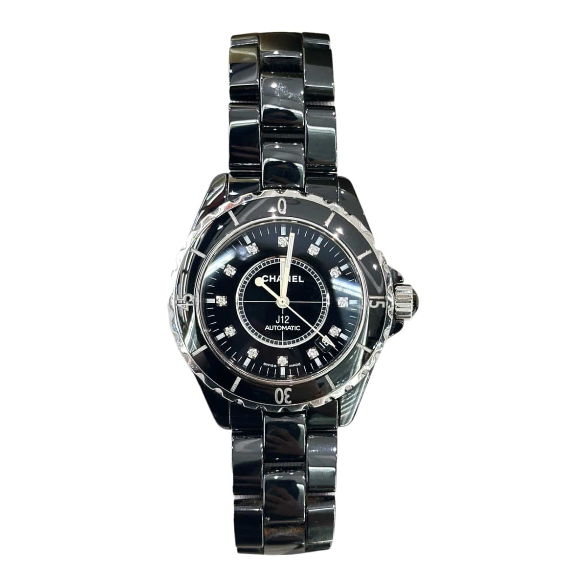 Chanel Chanel J12 Diamonds Black Ceramic 38mm Auto Watch