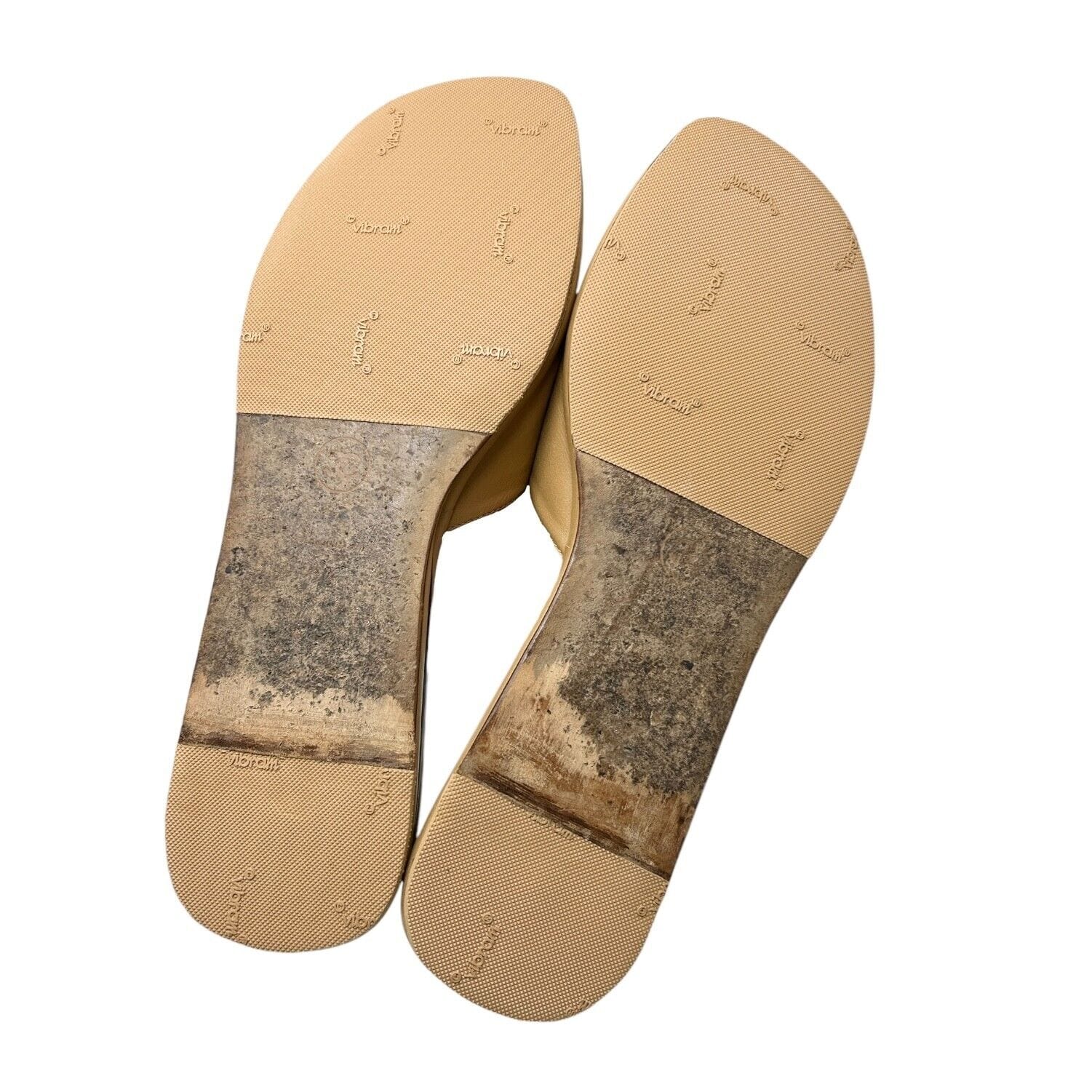 chanel CHANEL Vintage Big CC Mark Logo Sandals #39.5 US 9 Light Brown Leather