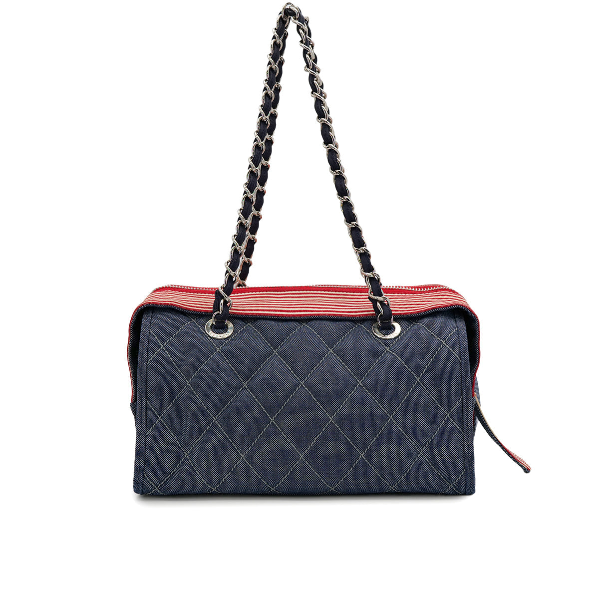 CHANEL MATELASSE COCOMARK CHAIN SHOULDER BAG BLUE RED DENIM 90313343