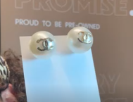 Chanel Faux Pearl Earrings Gold