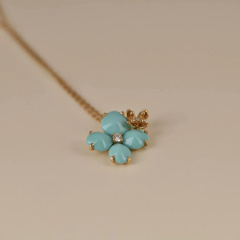 CHAUMET Hortensia Eden 18ct rose-gold, diamond and turquoise necklace   Design Your Own Real 18K Gold and GIA Diamond Luxury Brand Jewelry Custom  Made