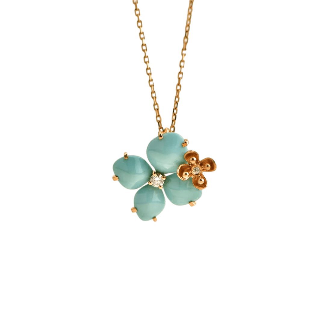 Chaumet Hortensia Chaumet Hortensia Eden Rose Gold Turquoise Diamond Pendant 18K Rose Gold AHC1425