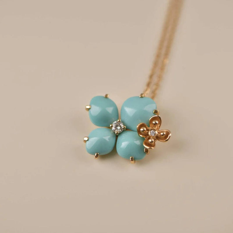 CHAUMET Hortensia Eden 18ct rose-gold, diamond and turquoise necklace   Design Your Own Real 18K Gold and GIA Diamond Luxury Brand Jewelry Custom  Made