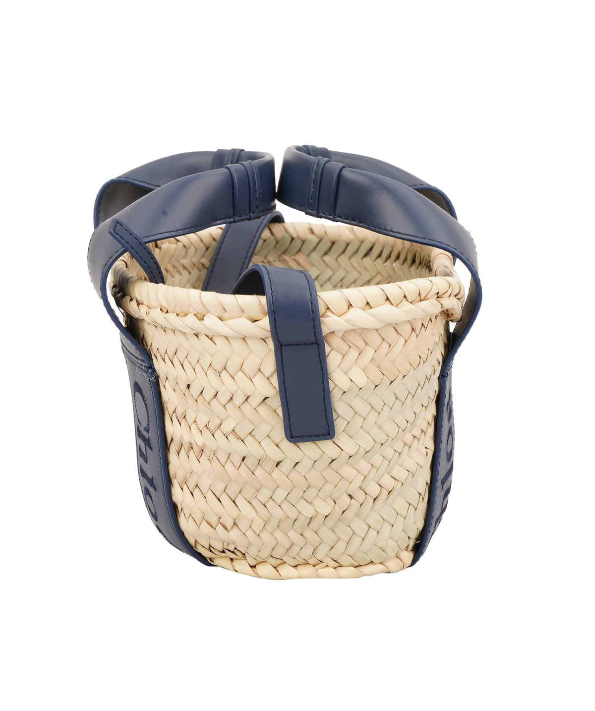 Chloe Chloe Small Straw Tote Bag with Night Blue Hardware