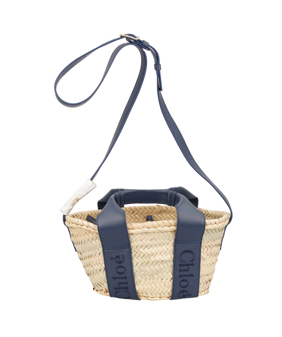Chloe Chloe Small Straw Tote Bag with Night Blue Hardware