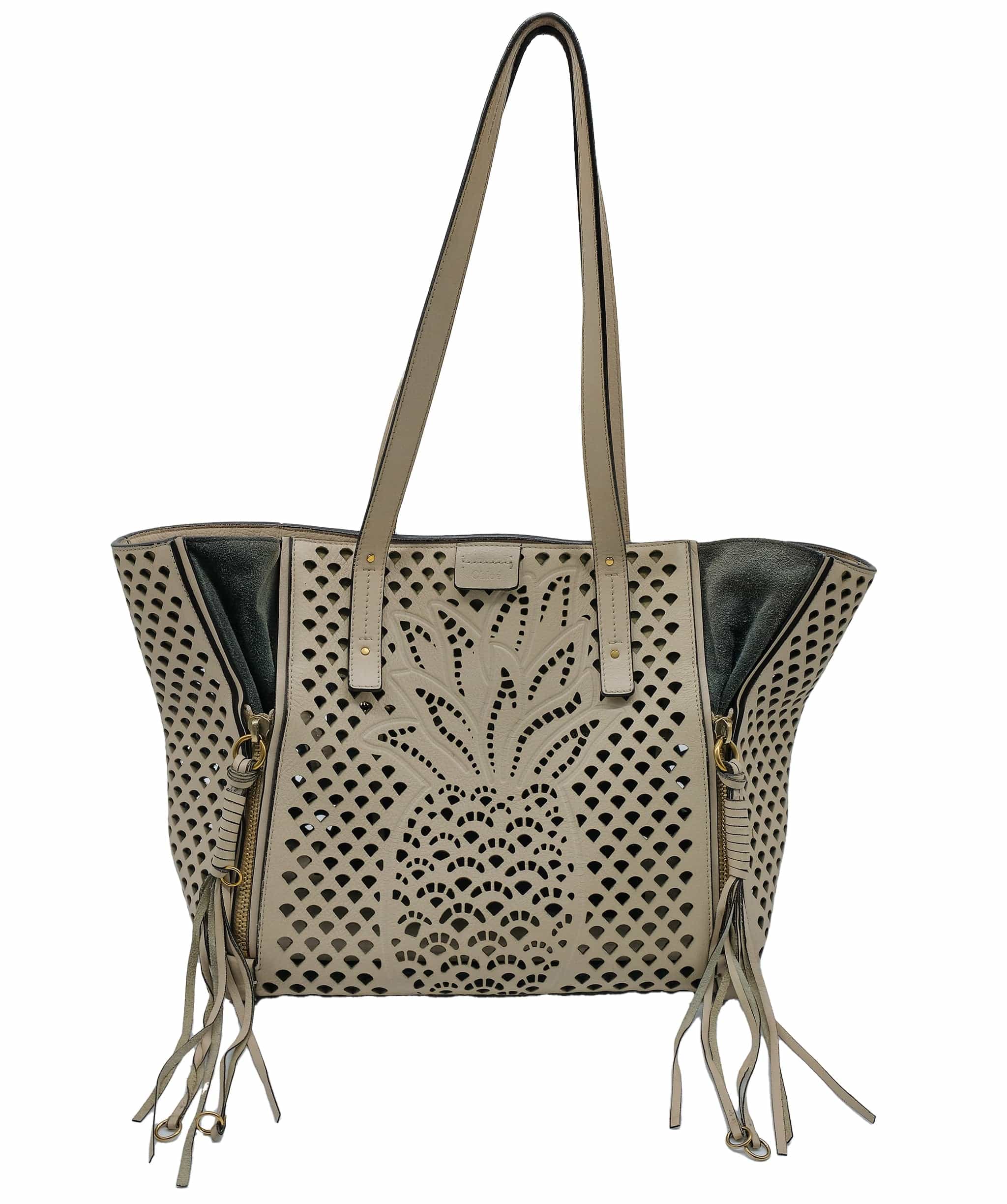 Chloé Chloe Tote perforated Beige Leather Bag RJC3251