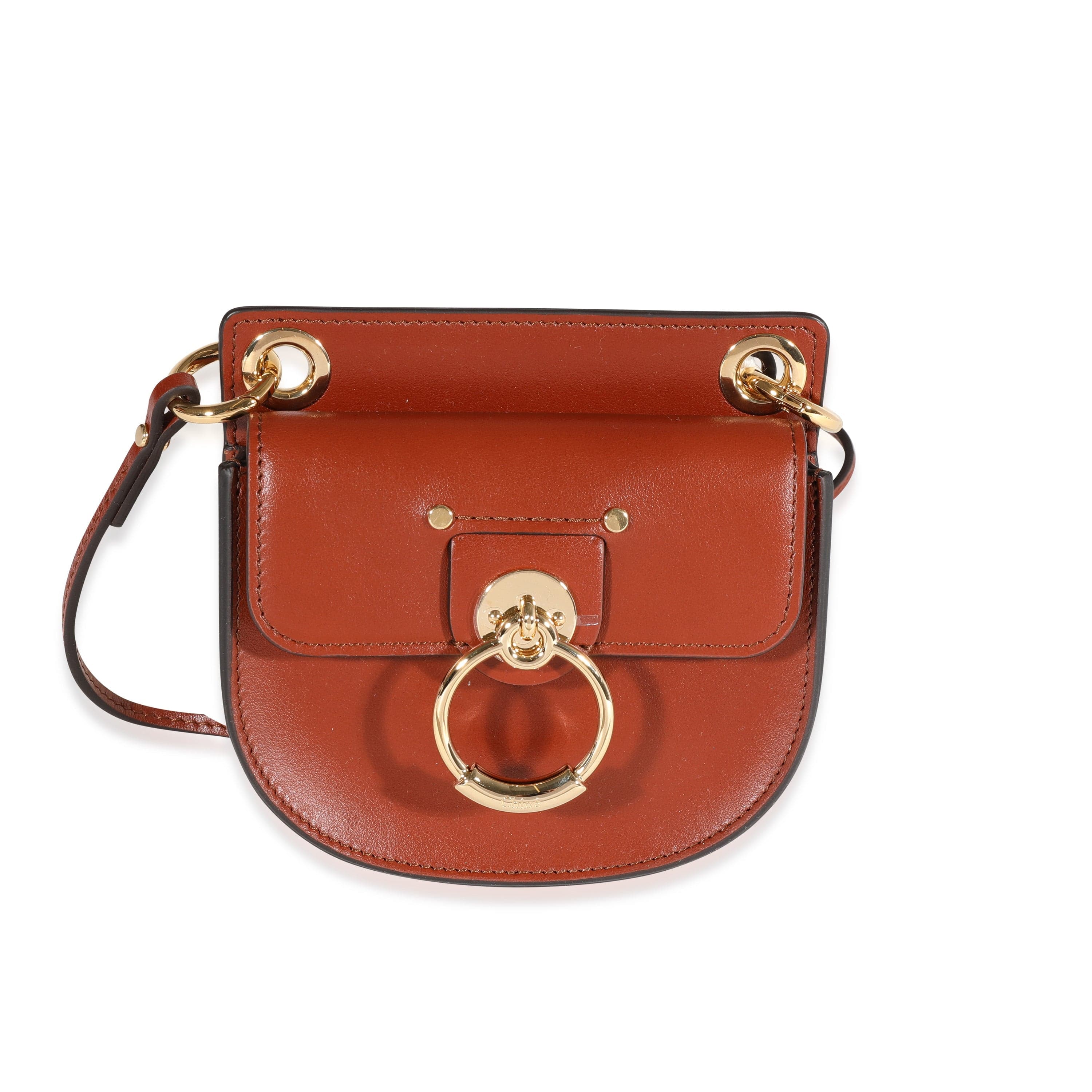 Chloé Chloe Sepia Brown Leather The Mini Flat Pouch