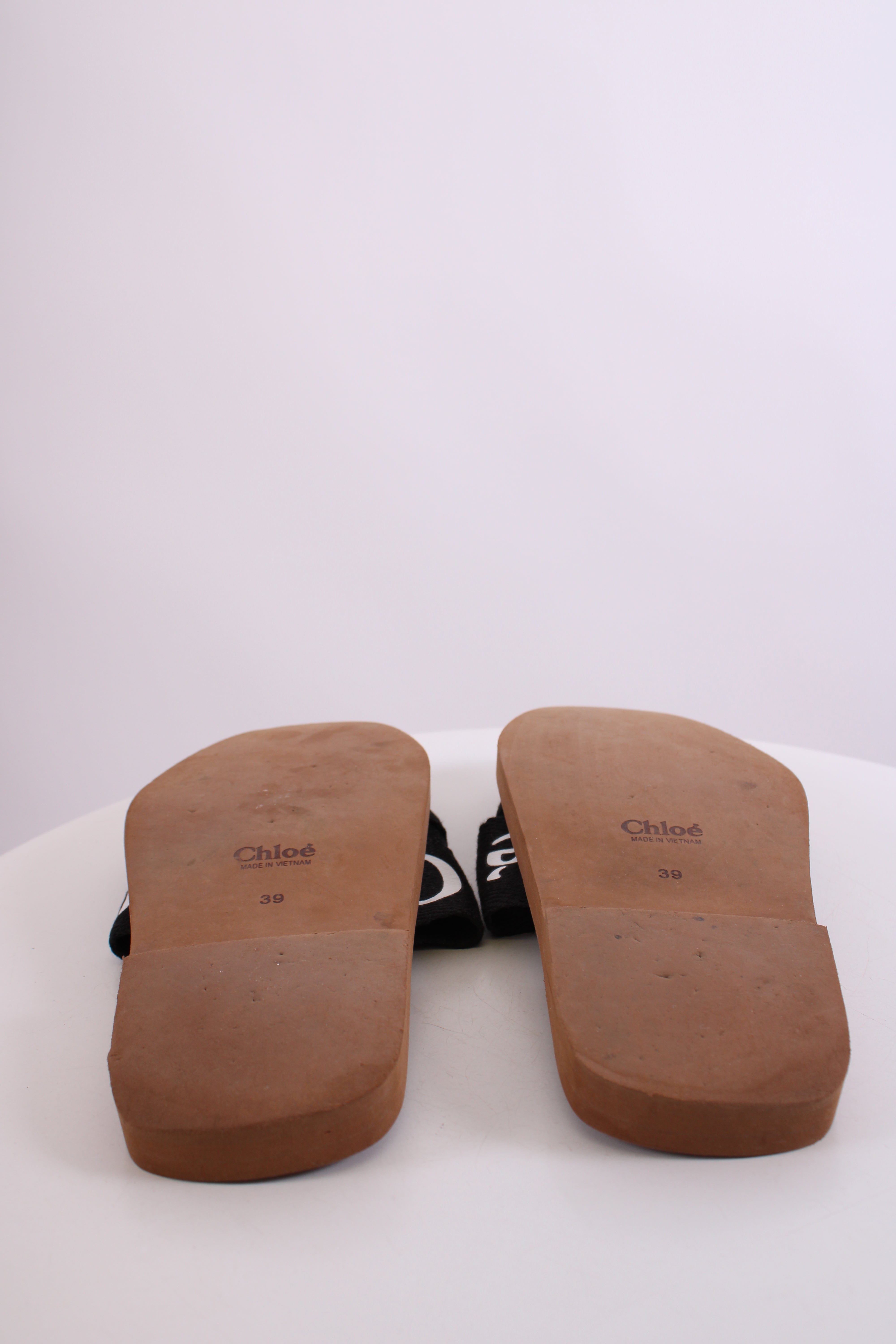 Chloe Chloe Woody Logo Mule Sandals Black 39