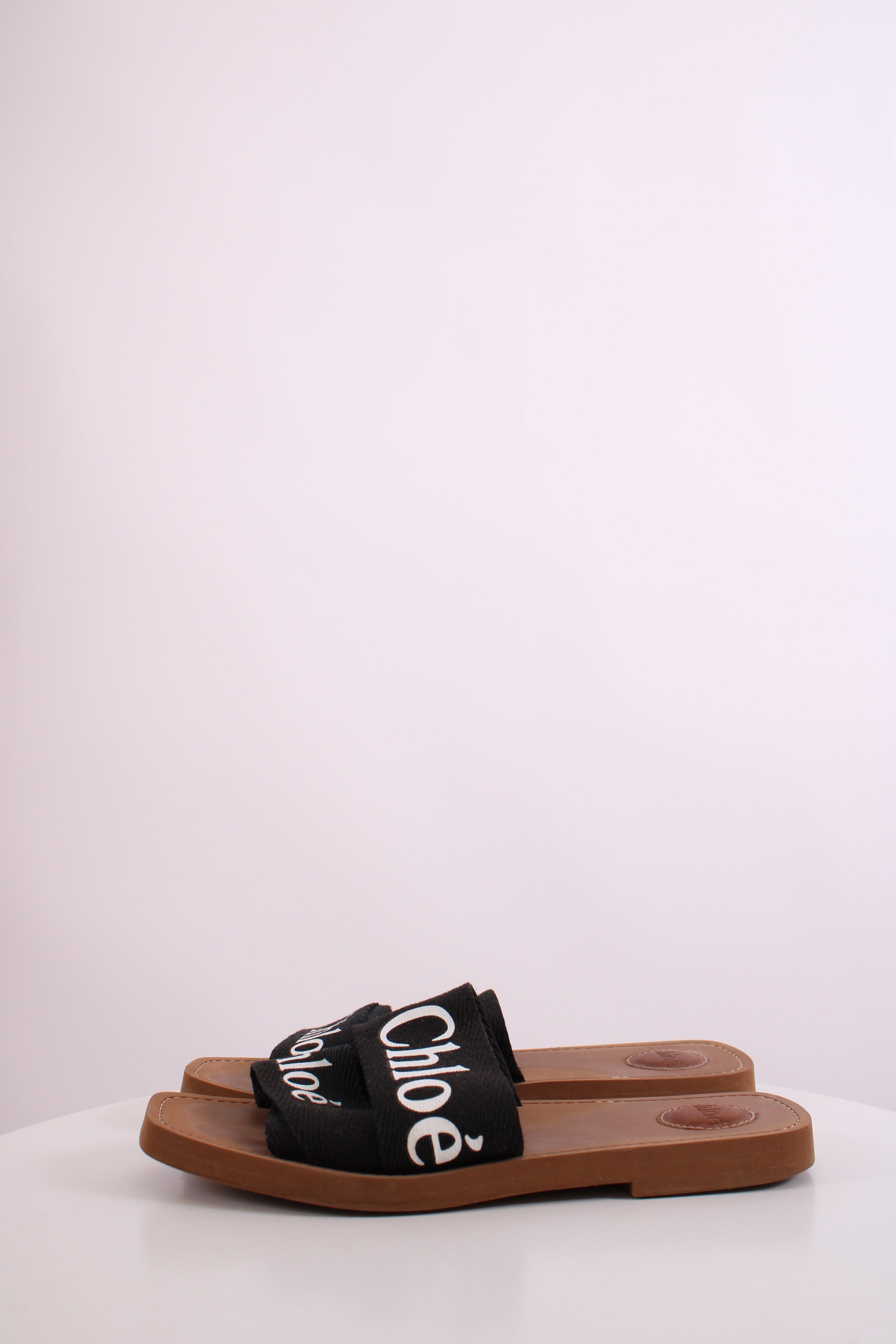 Chloe Chloe Woody Logo Mule Sandals Black 39