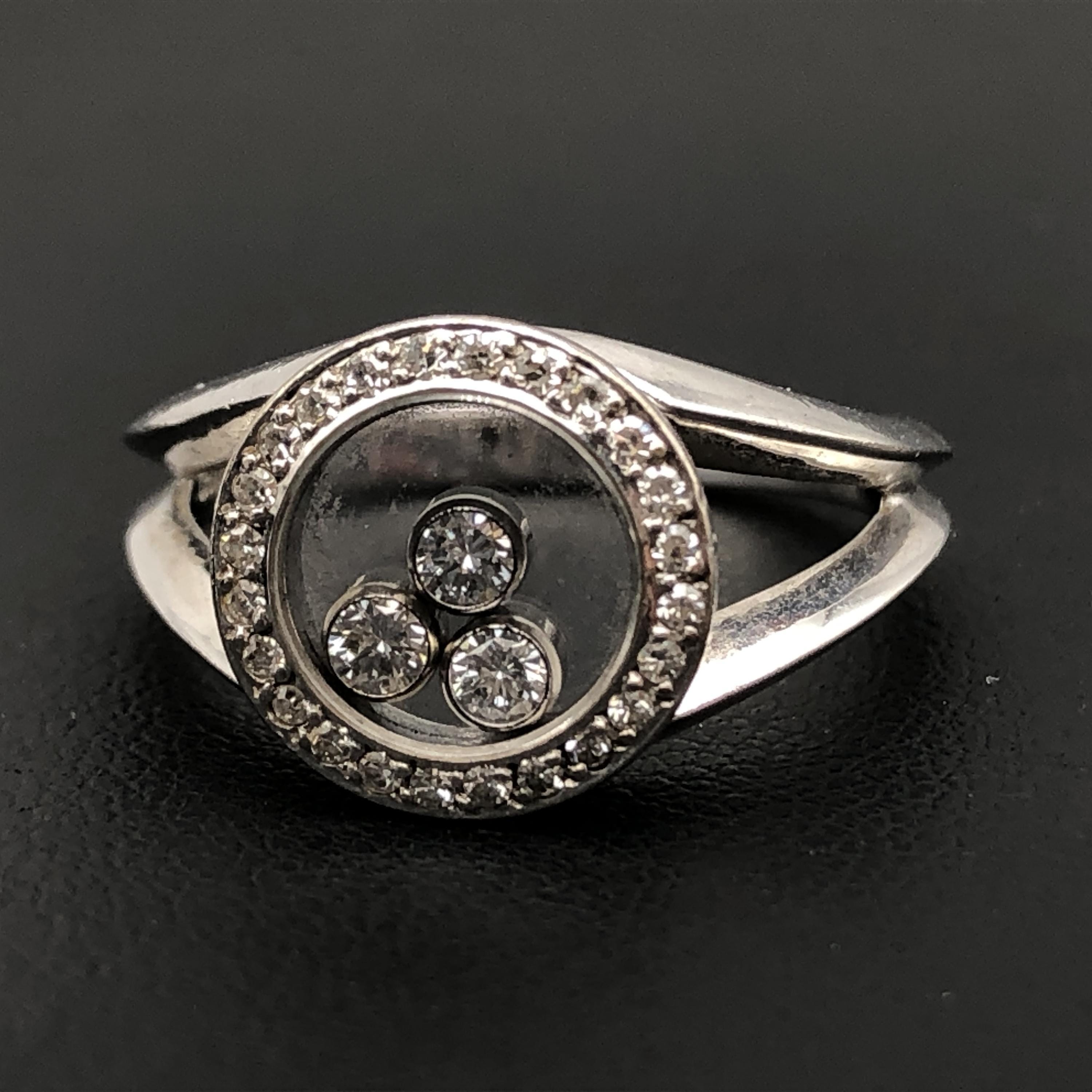 Chopard Chopard Happy 3P Diamond Ring, K18WG, 4.7g, US Size 6.25 C297237