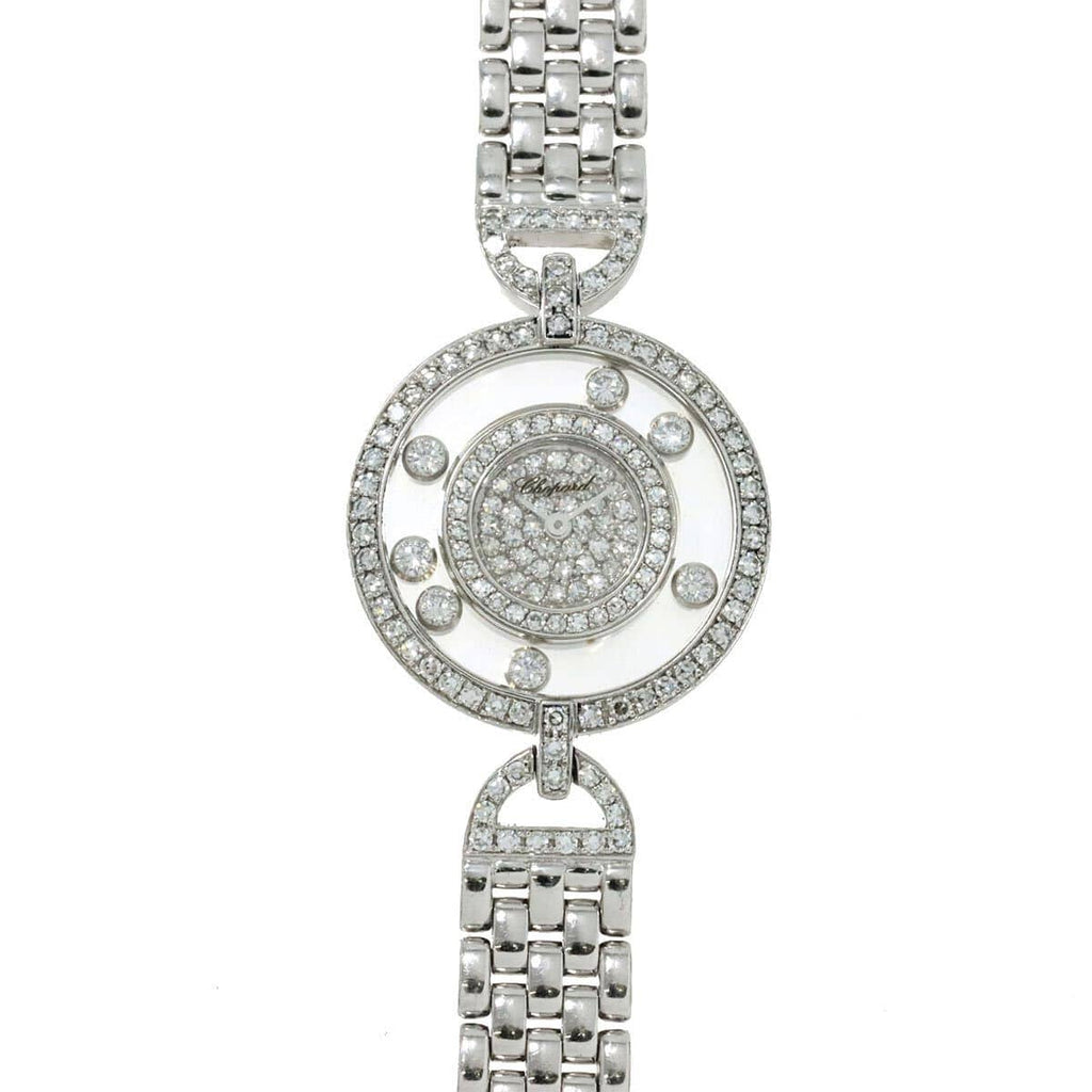 Chopard Happy Diamond Bezel 4097 Double 750 WG Gold Dial Ladies