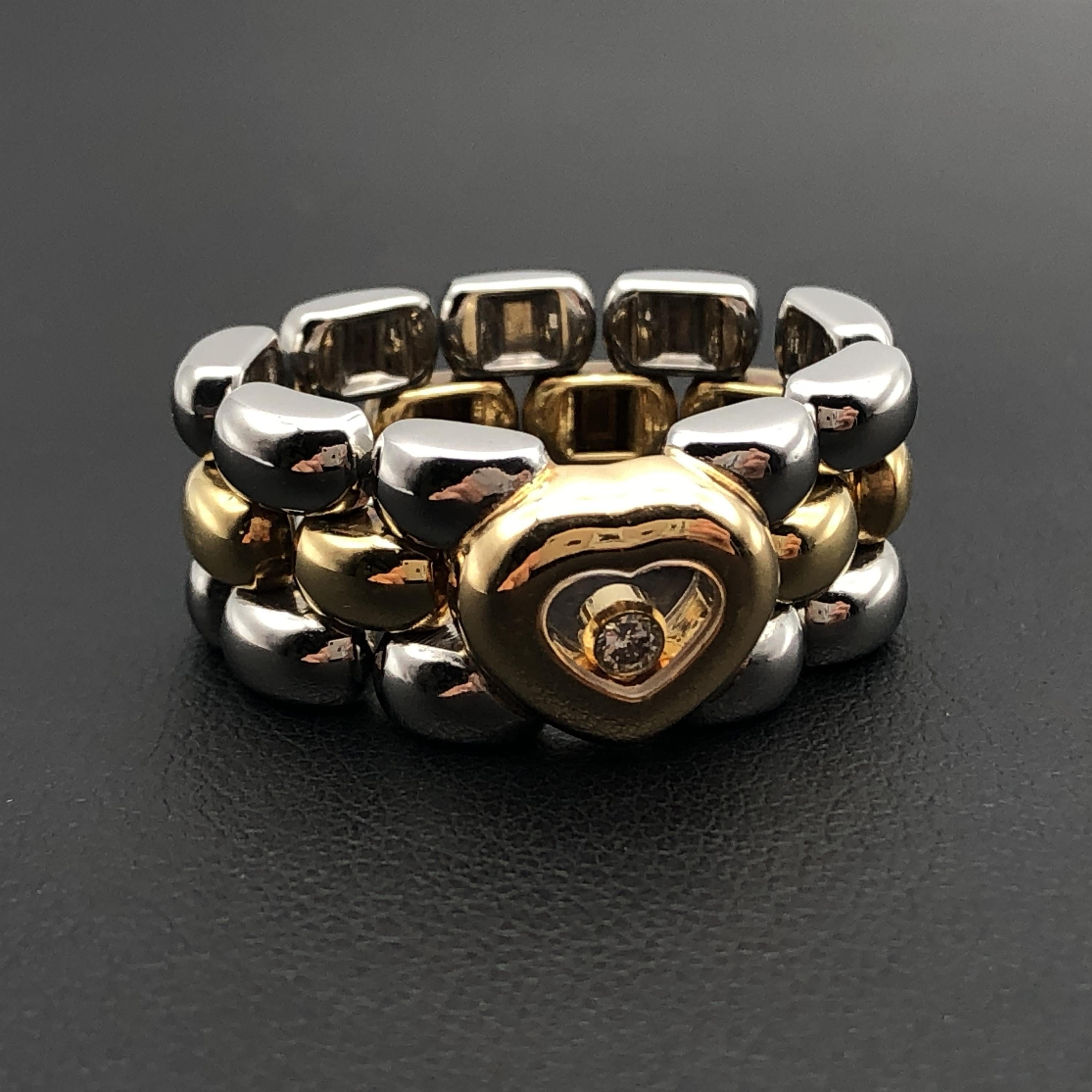 Chopard Chopard Happy Diamond Heart Ring, YG750/SS, 13.0g, US Size 5.5 C355516