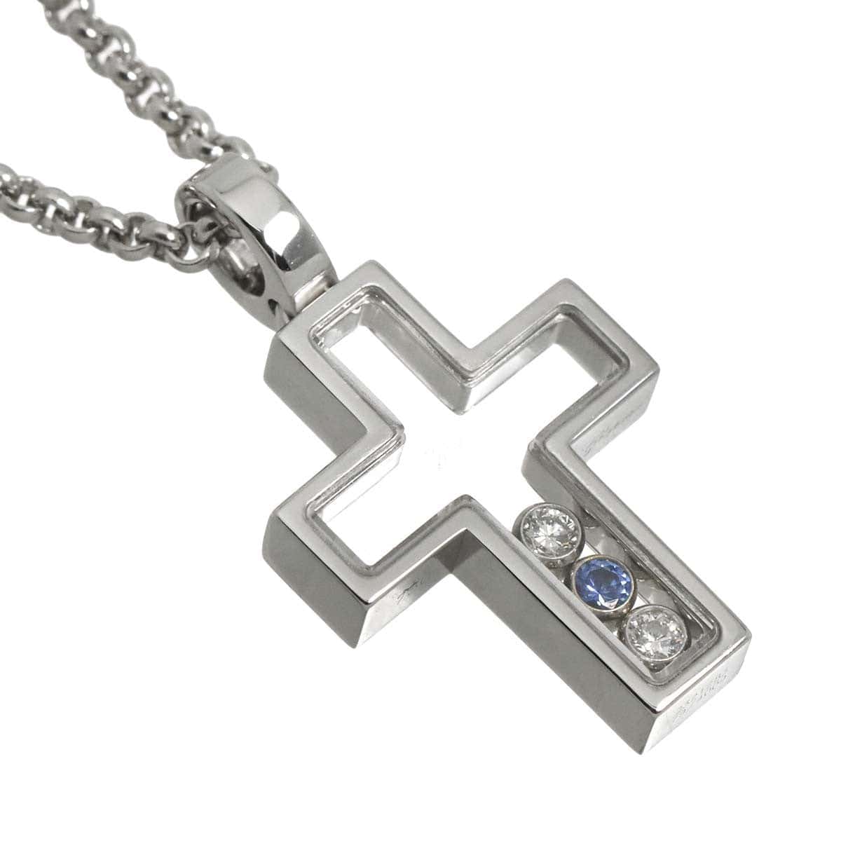 Chopard Chopard Happy Diamond Sapphire Cross Necklace 18K WG 750 90324467