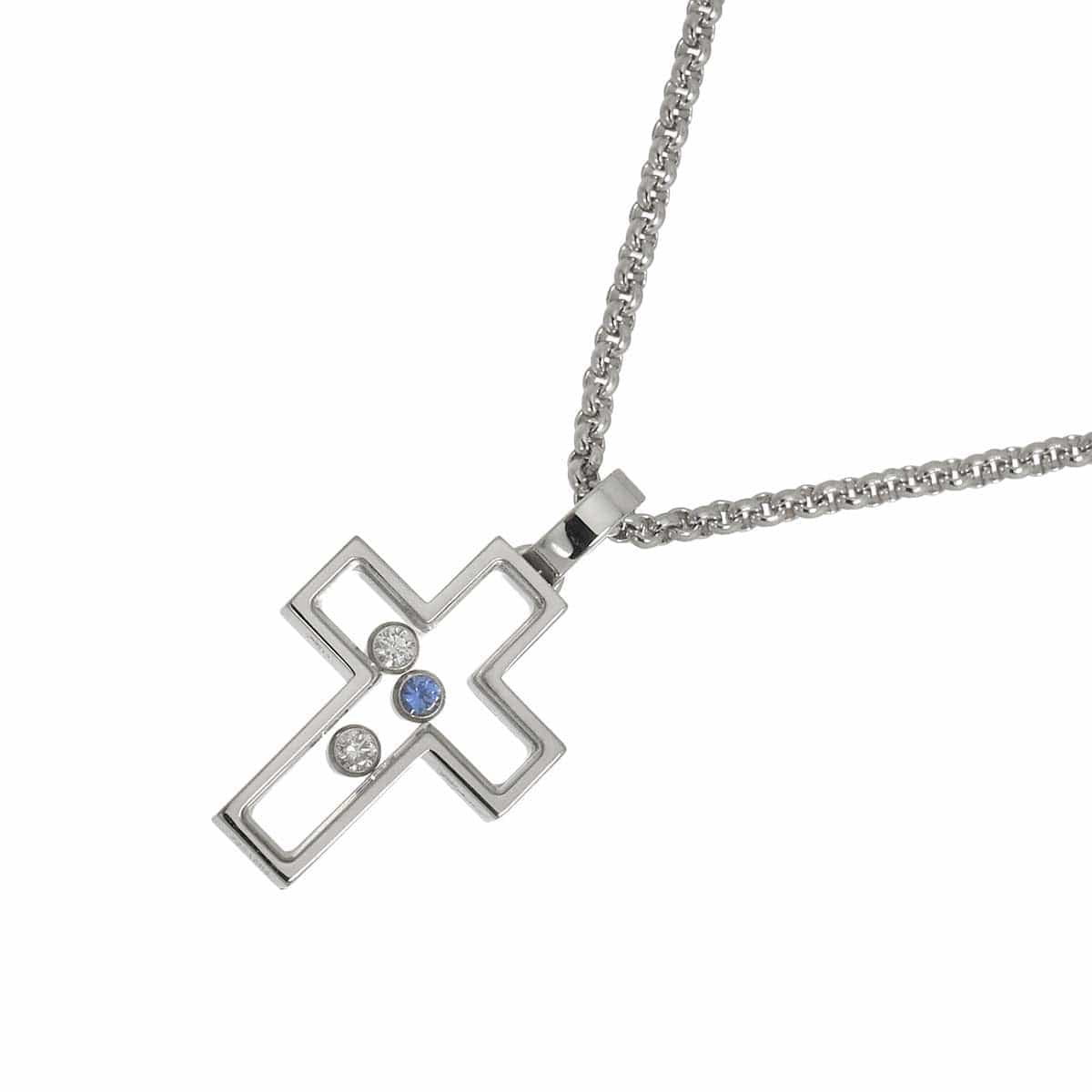 Chopard Chopard Happy Diamond Sapphire Cross Necklace 18K WG 750 90324467