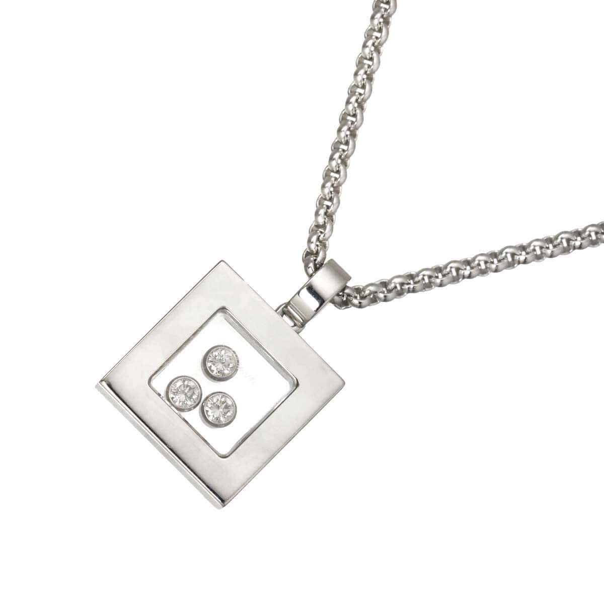 Chopard Chopard Happy Diamond Square Necklace 18K White Gold 750 90319226