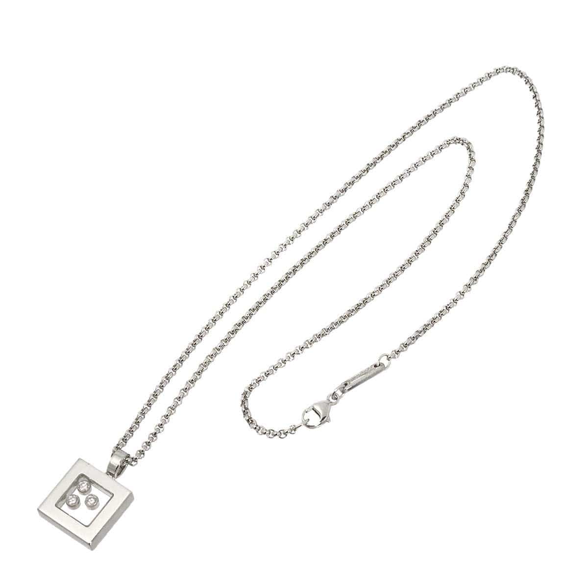 Chopard Chopard Happy Diamond Square Necklace 18K White Gold 750 90319226