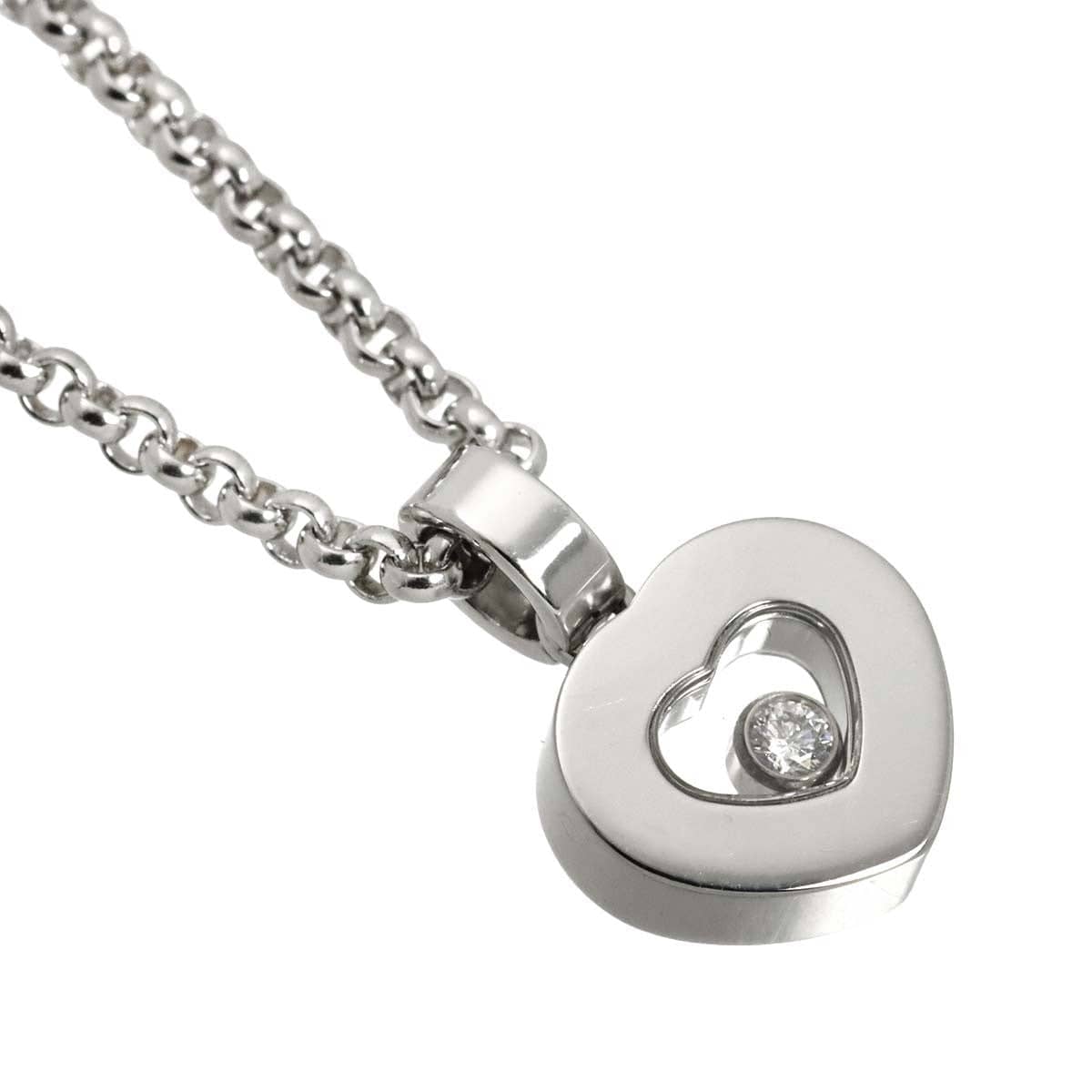 Chopard Chopard Happy Diamond Heart Necklace 18K White Gold 750 90323445
