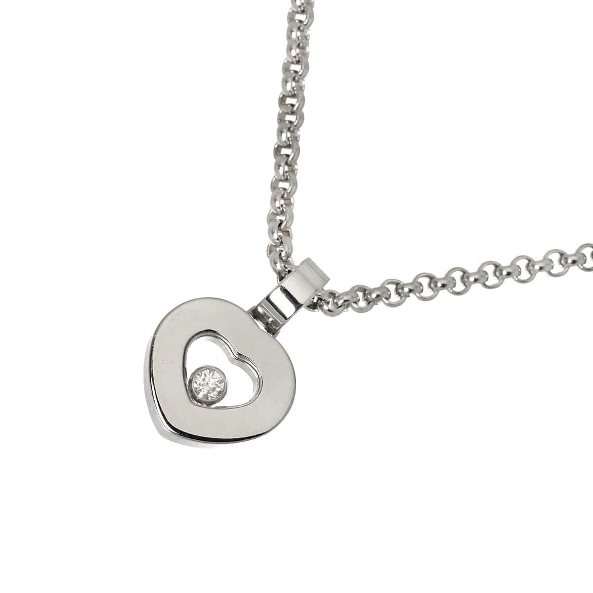Chopard Chopard Happy Diamond Heart Necklace 18K White Gold 750 90323445