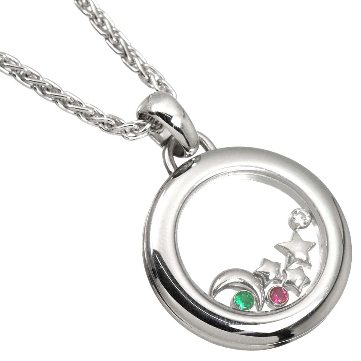 Chopard Chopard Happy Diamond Moon and Stars Ruby Emerald Necklace 18K WG 750 90308924