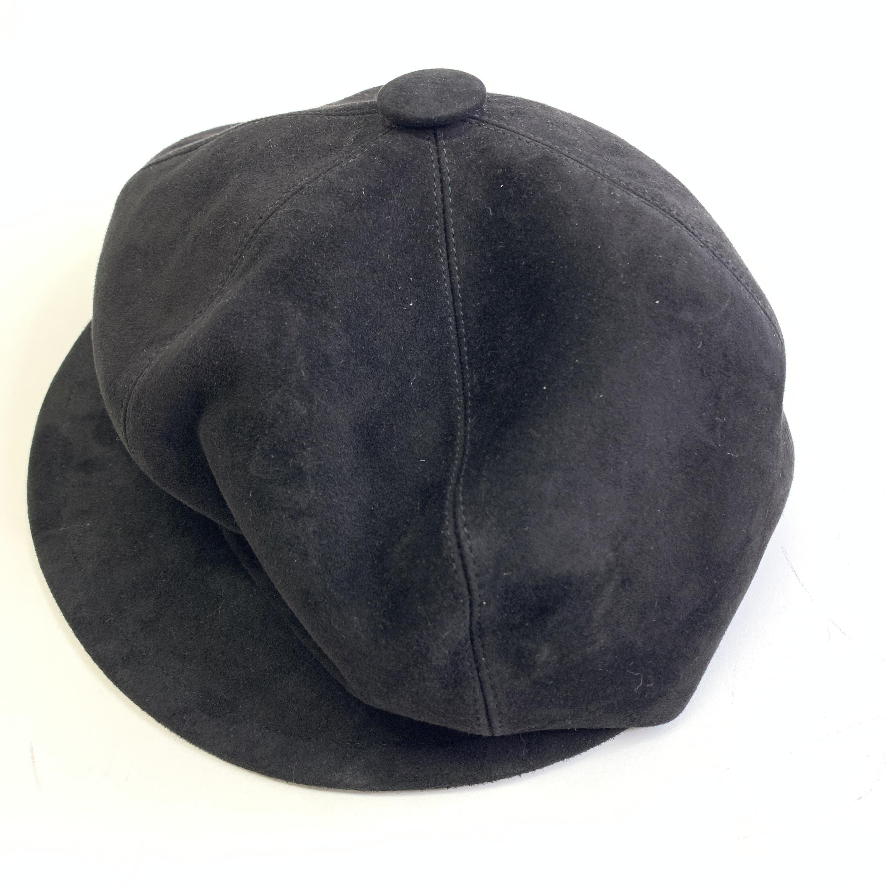 Christian Dior Christian Dior Black Suede Newsboy Cap C327349