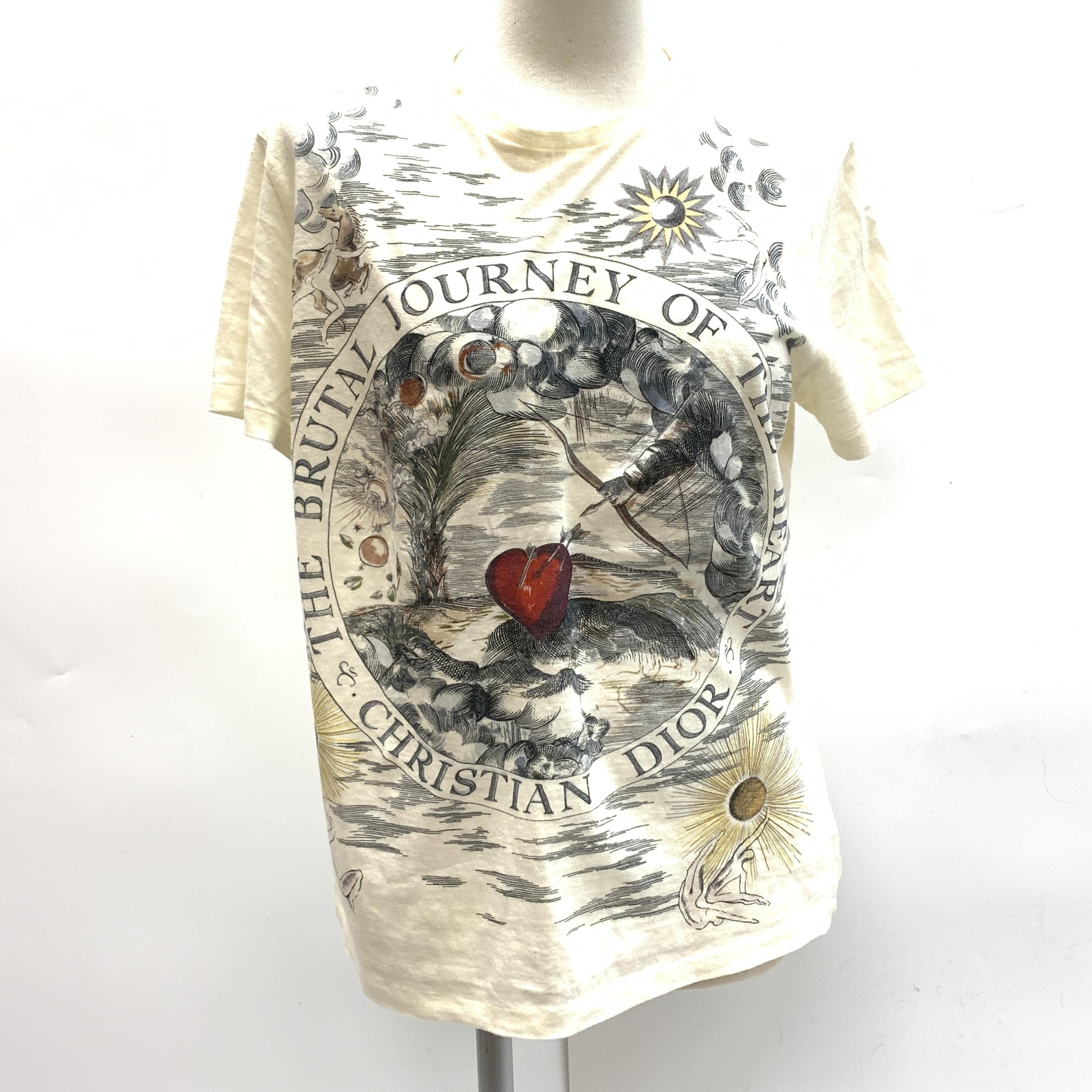 Christian Dior Christian Dior Graphic Print Ecru Cotton Linen T-Shirt C327784