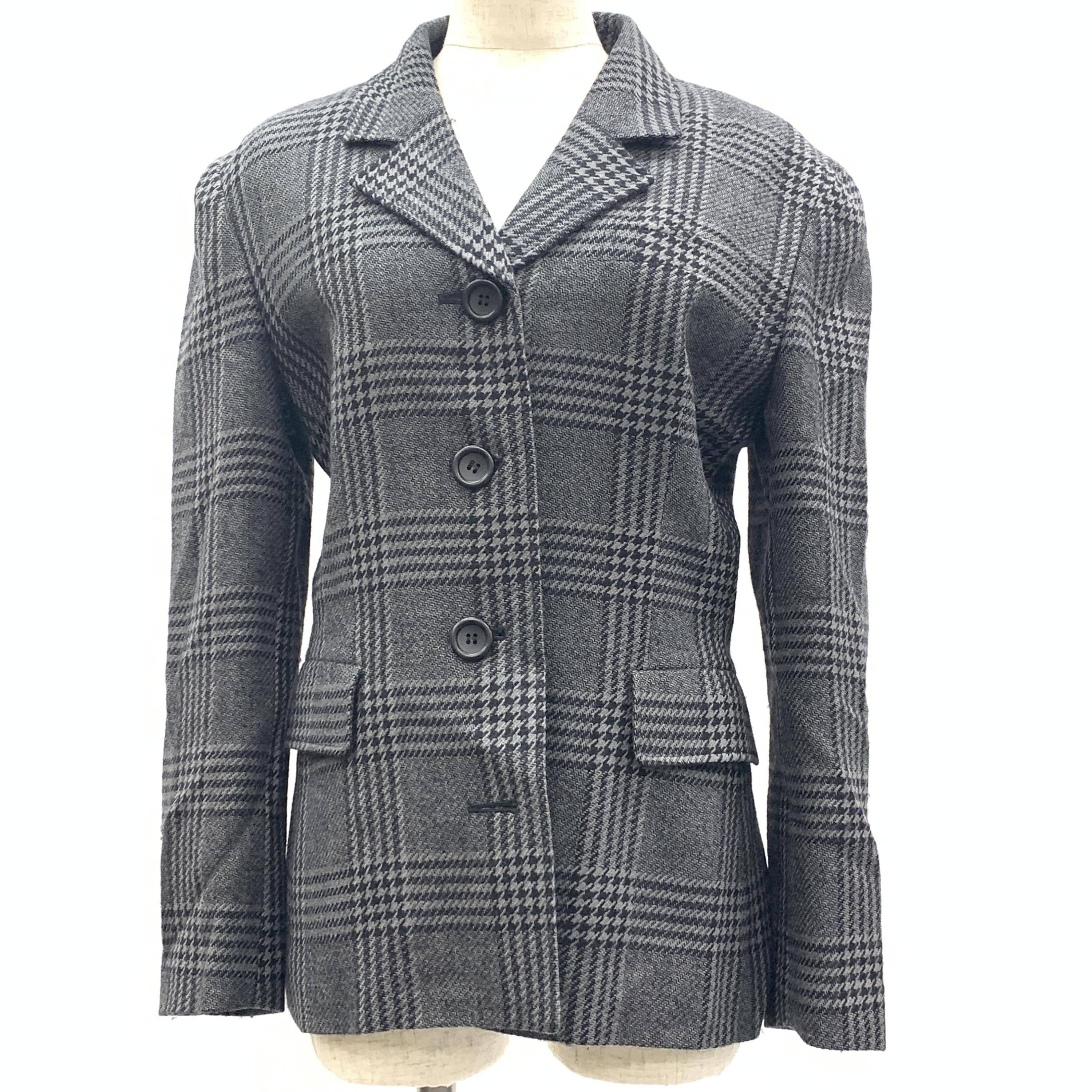 Christian Dior Christian Dior Gray Plaid Button Front Blazer C323845