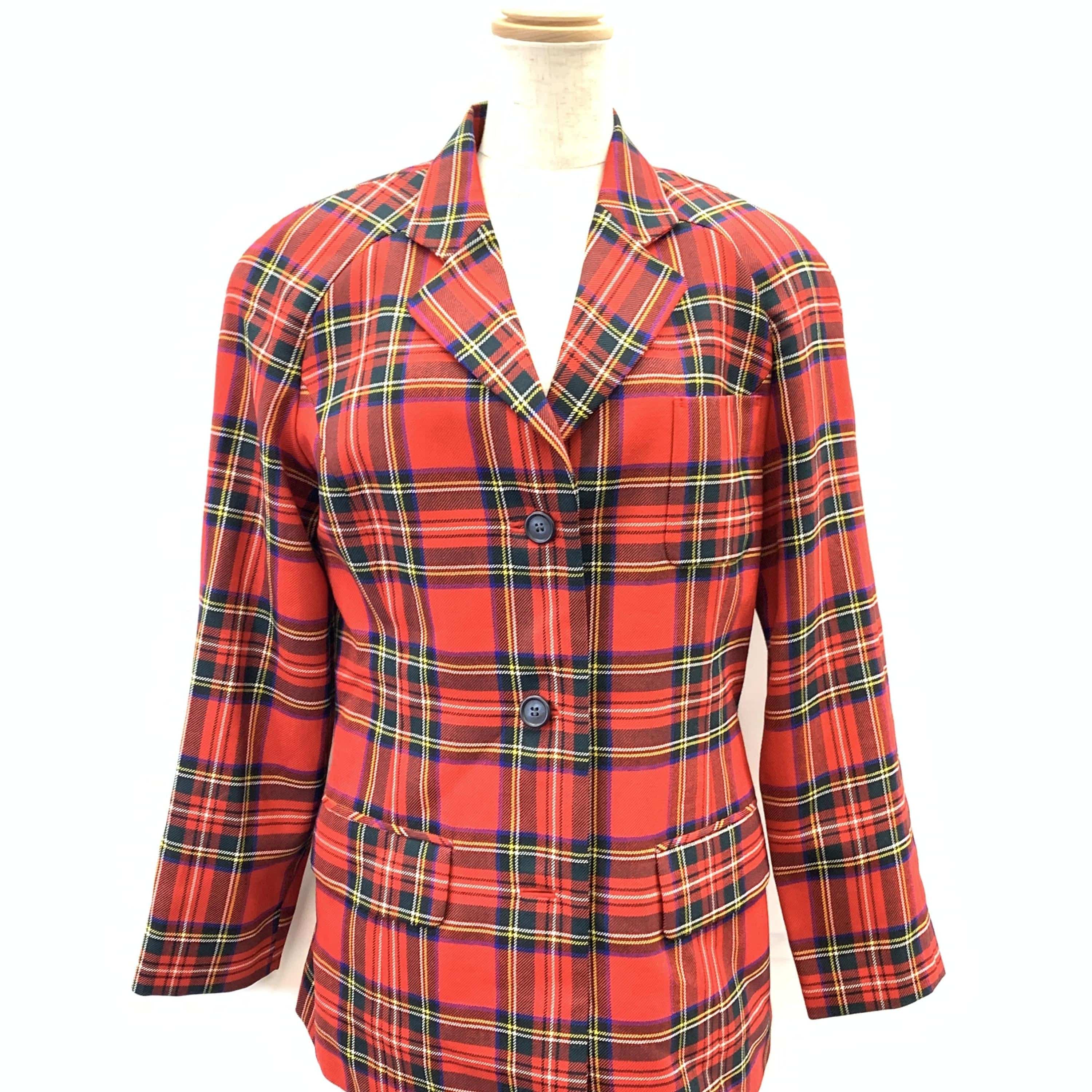 Christian Dior Christian Dior Red Plaid Wool Blazer With Pockets C323677