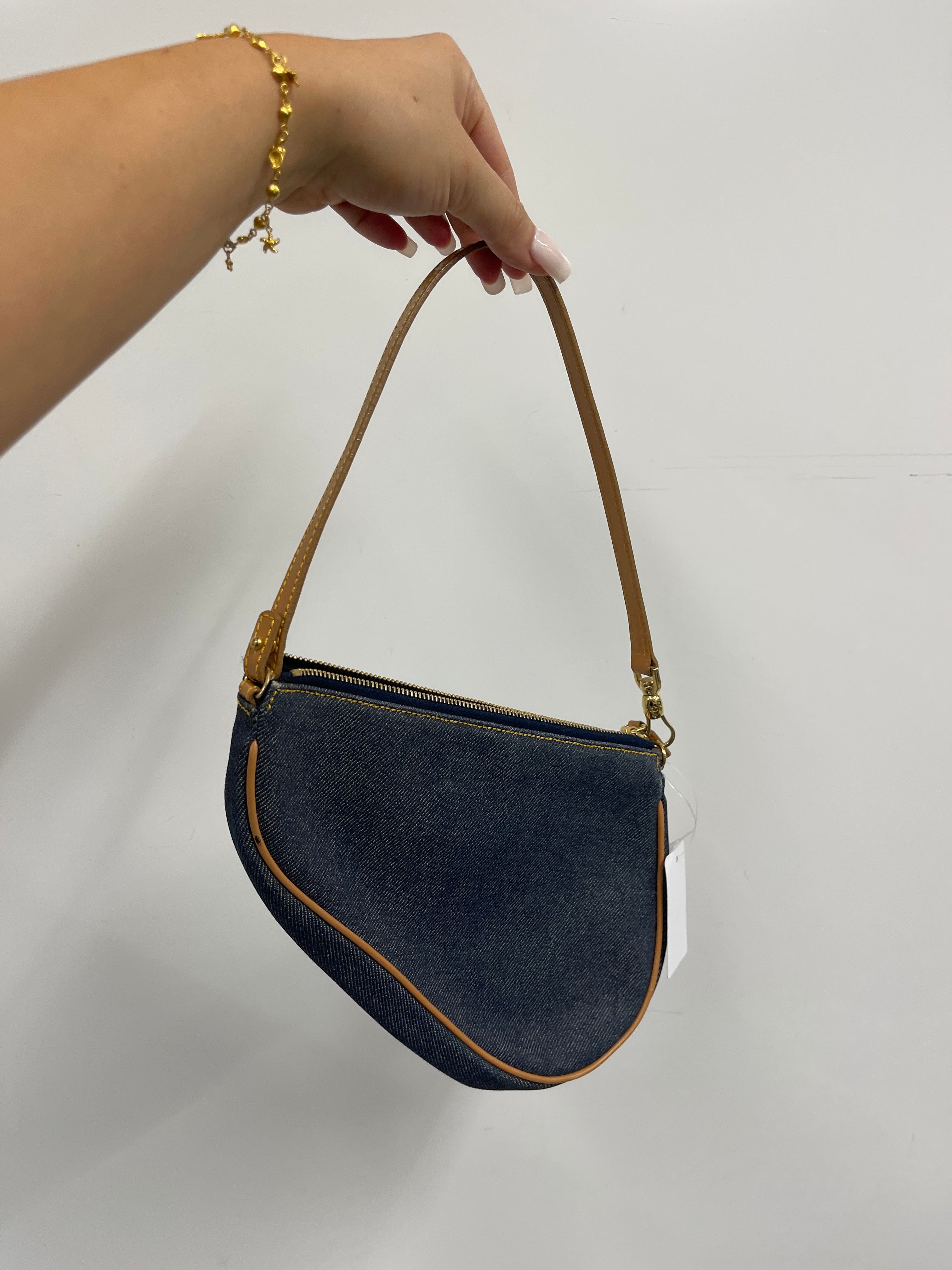 Christian Dior DIOR Denim Navy G Saddle Pouch B0709RK23V