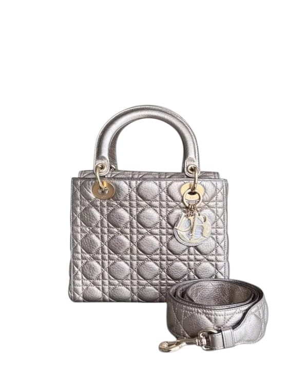Christian Dior DIOR LADY MEDIUM FLAP - CANNAGE METALLIC GOLD GOLD HARDWARE SYCMDA124