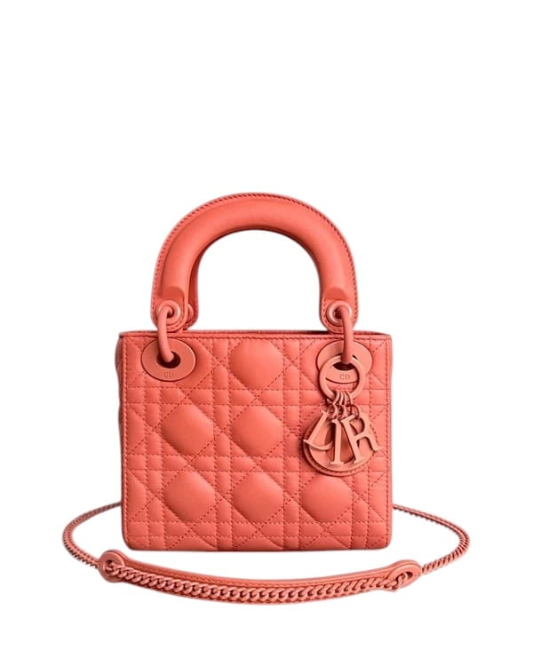 Christian Dior DIOR LADY MINI - CANNAGE CALFSKIN SO CARAMEL MATTE HARDWARE CHAIN STRAP SYCMDA123