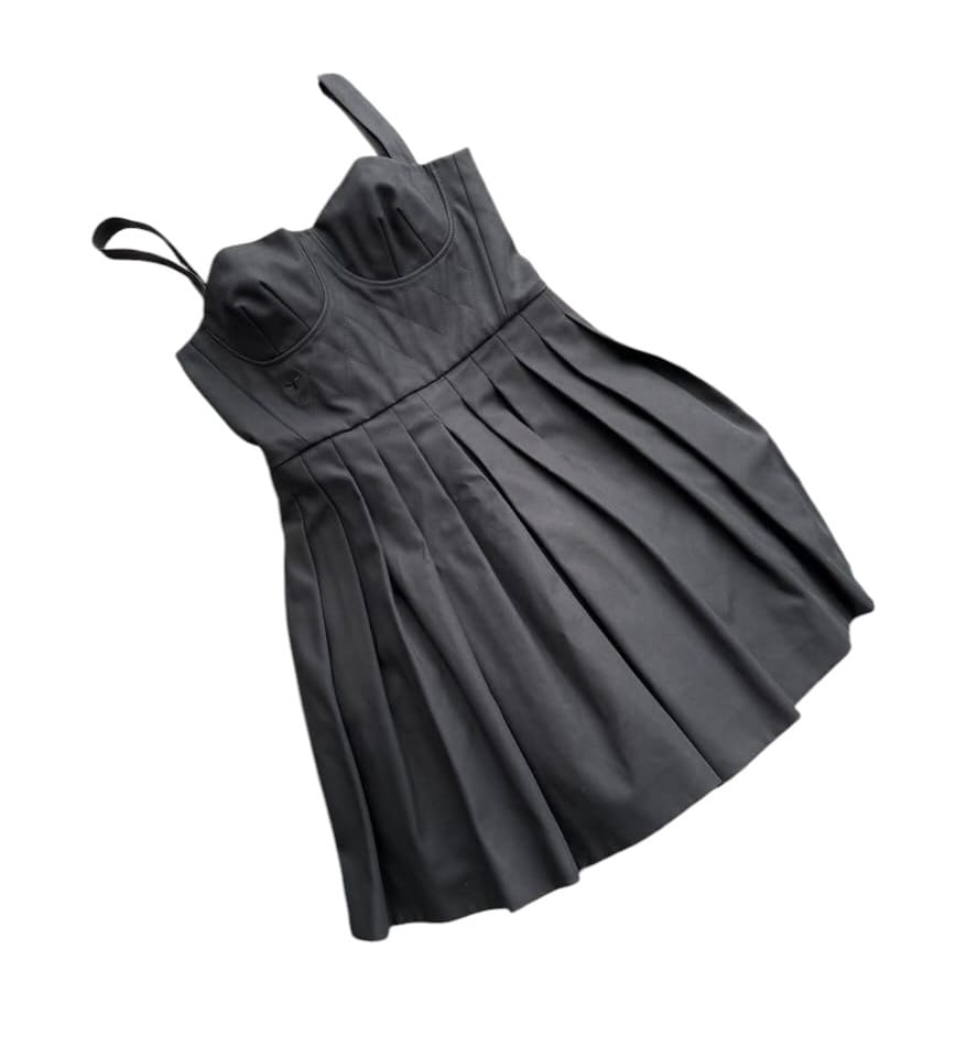 Christian Dior Dior Pleated Bustier Bee Dress Black Sz 40 SYCYA130