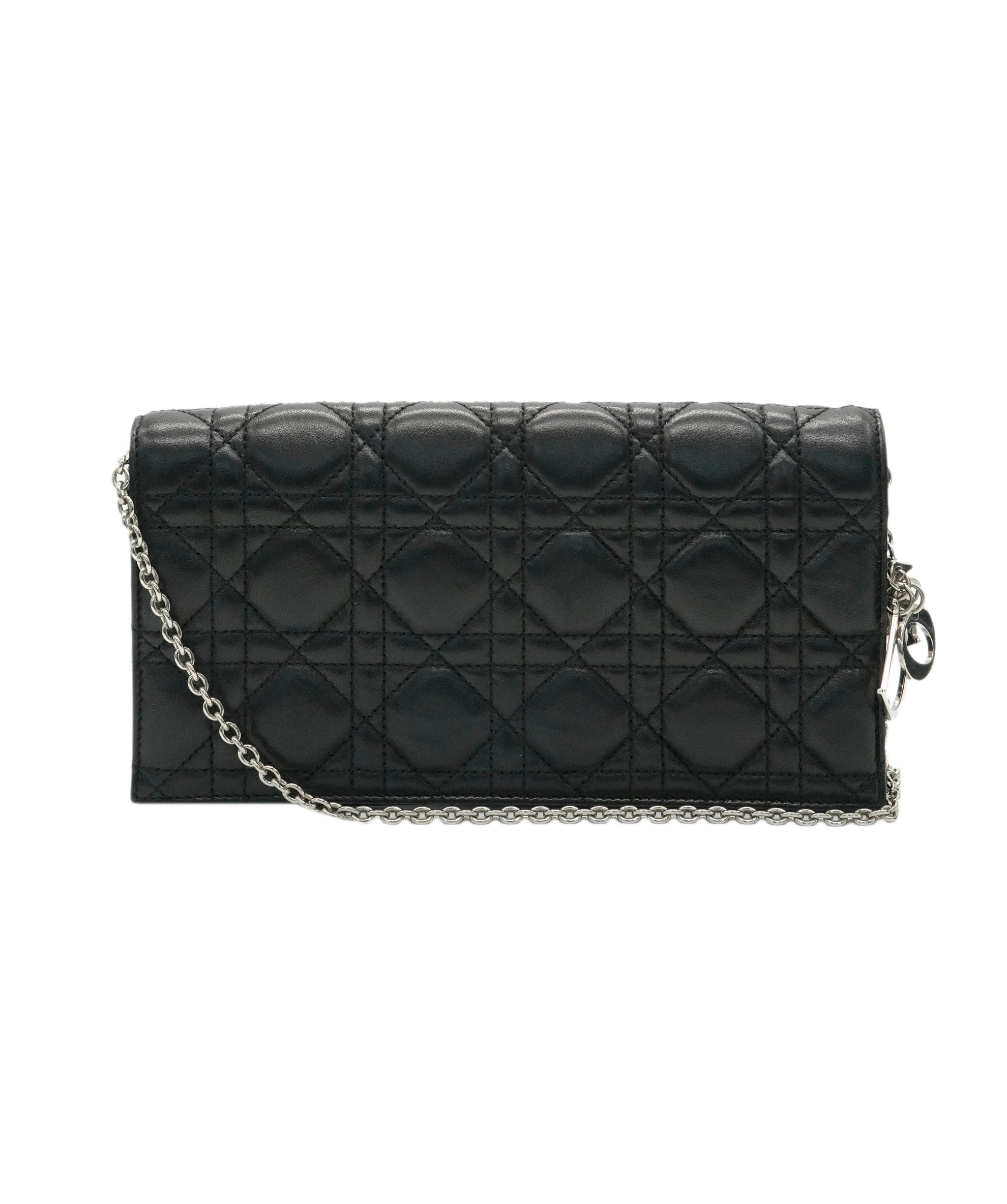 Christian Dior Christian Dior Black Lambskin Cannage Lady Dior Convertible Clutch ABC0959