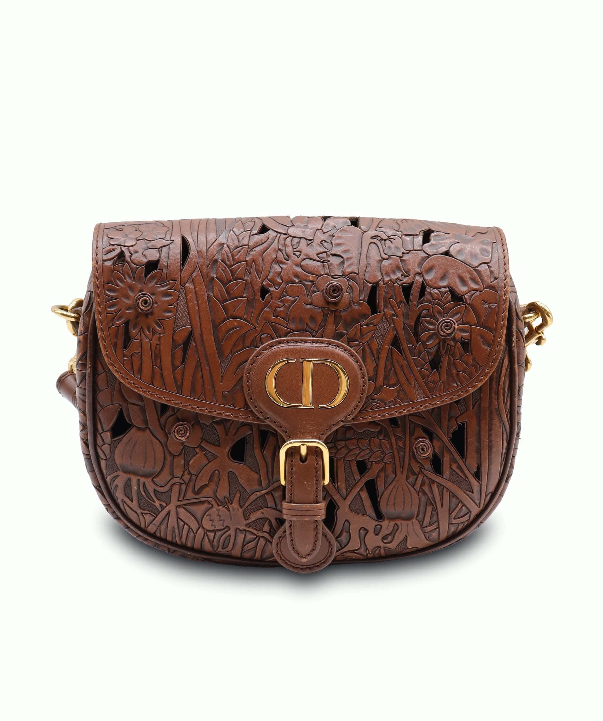 Christian Dior Christian Dior Brown Floral Leather Bobby Bag AGC3181